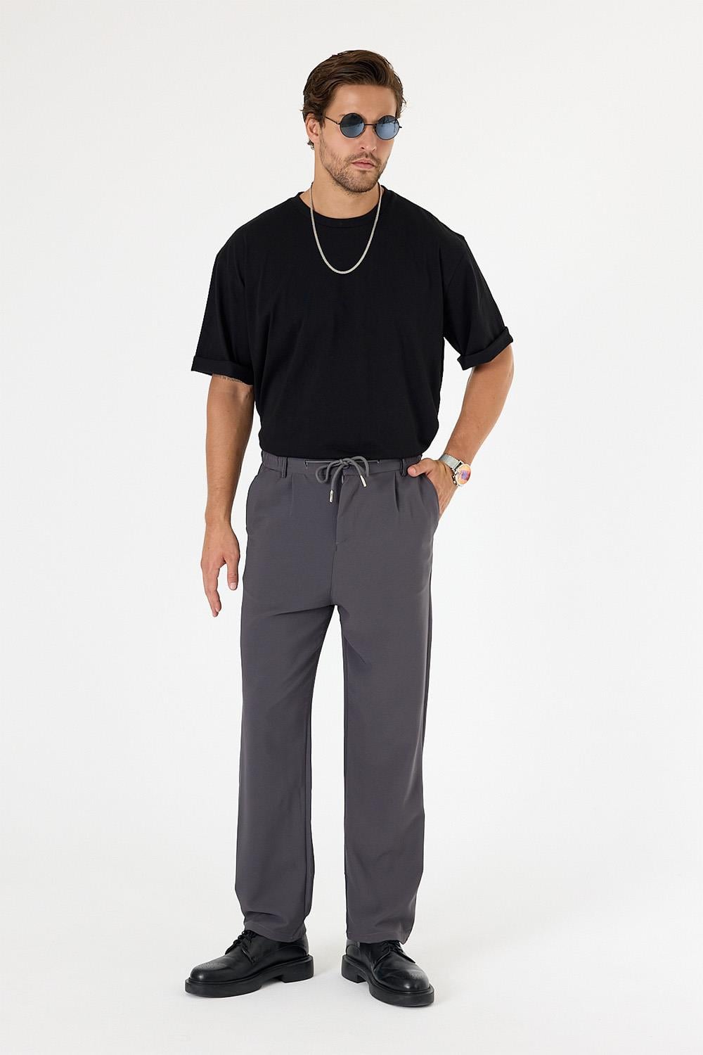 Erkek Antrasit Baggy Pantolon