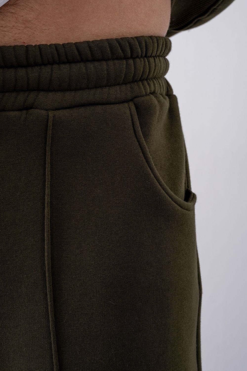 Erkek Baggy Chill Haki Eşofman Altı