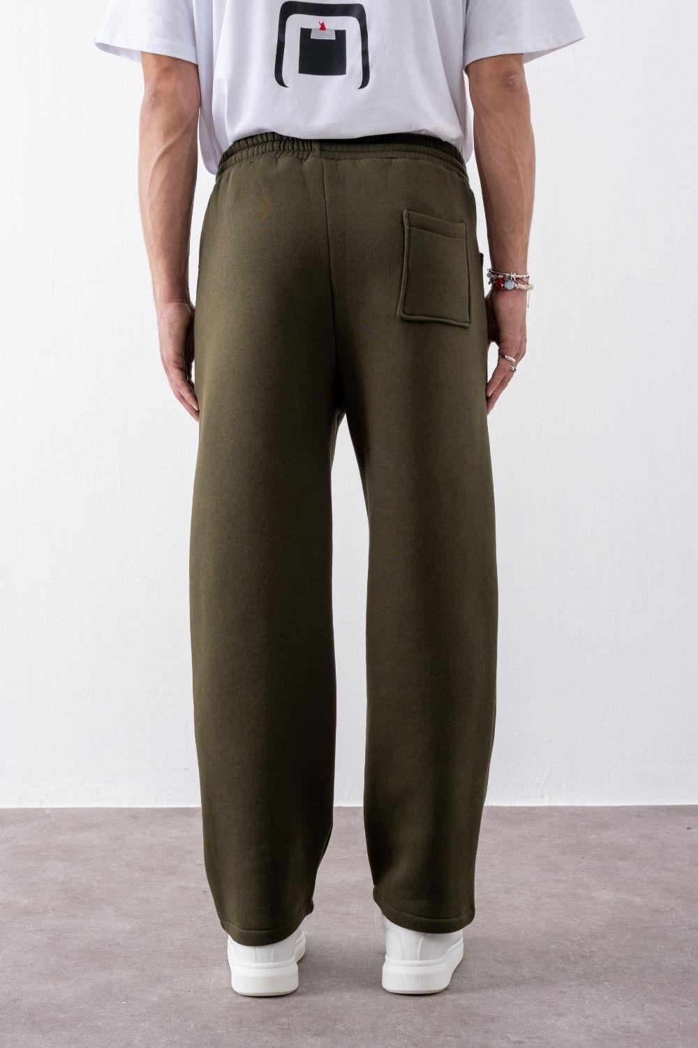 Erkek Baggy Chill Haki Eşofman Altı