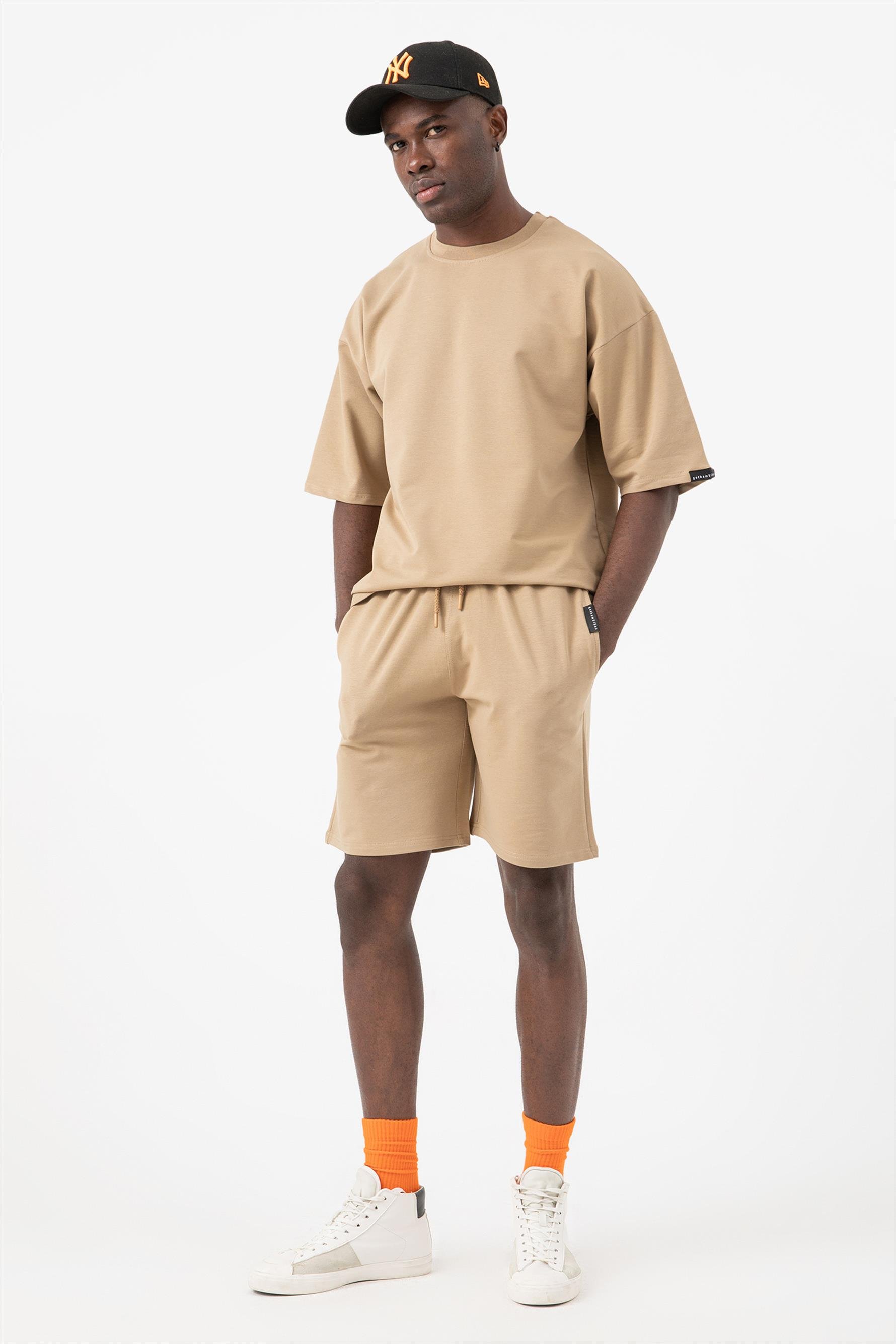 Erkek Base Oversize Bej T-Shirt