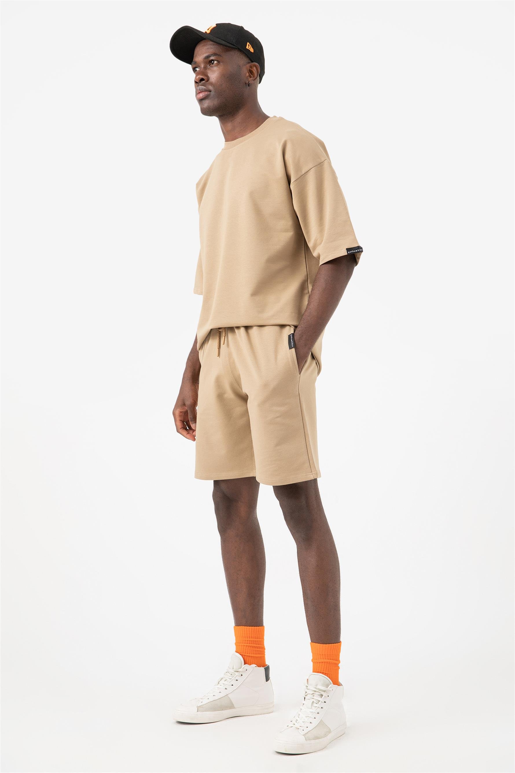 Erkek Base Oversize Bej T-Shirt