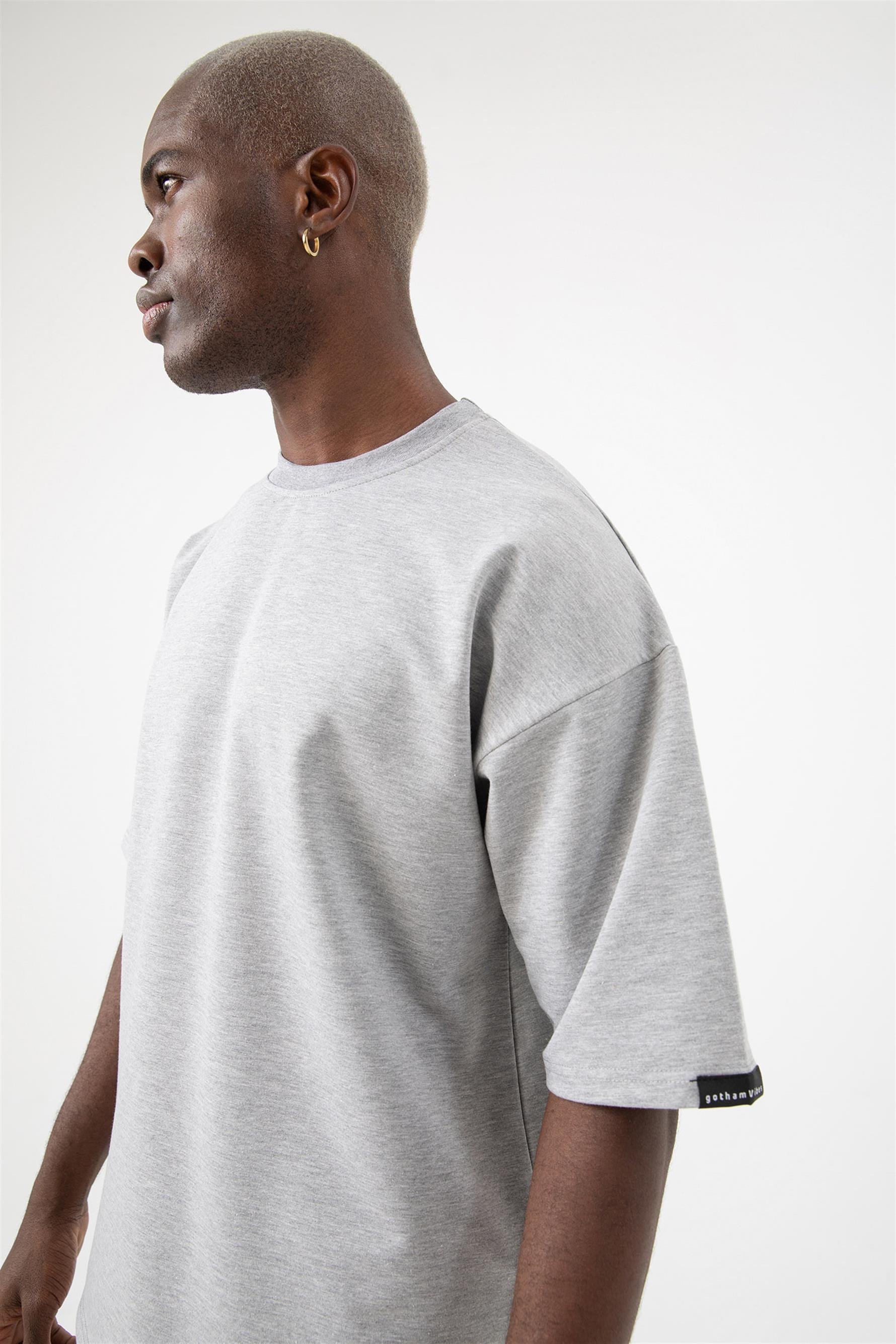 Erkek Base Oversize Gri T-Shirt