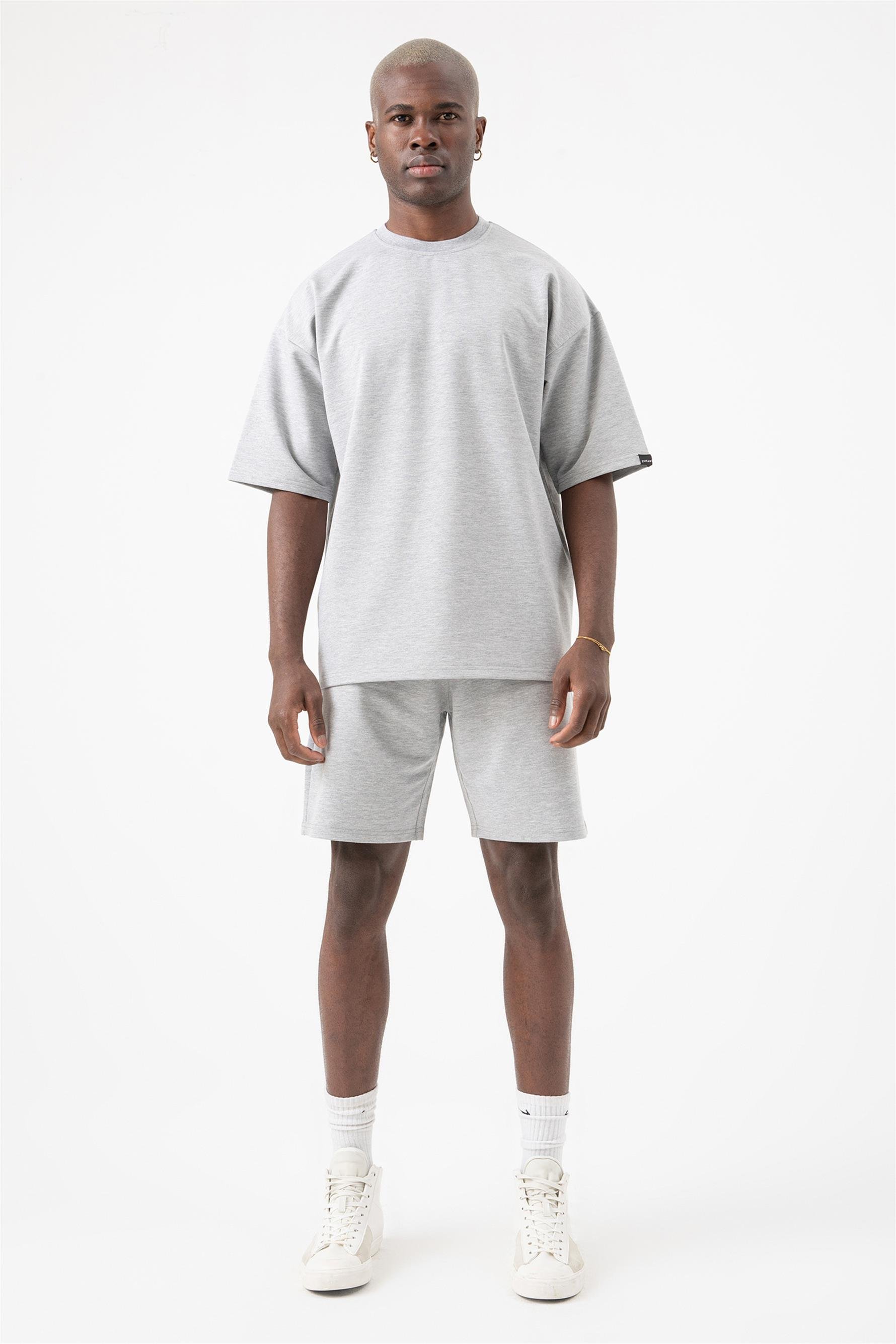 Erkek Base Oversize Gri T-Shirt