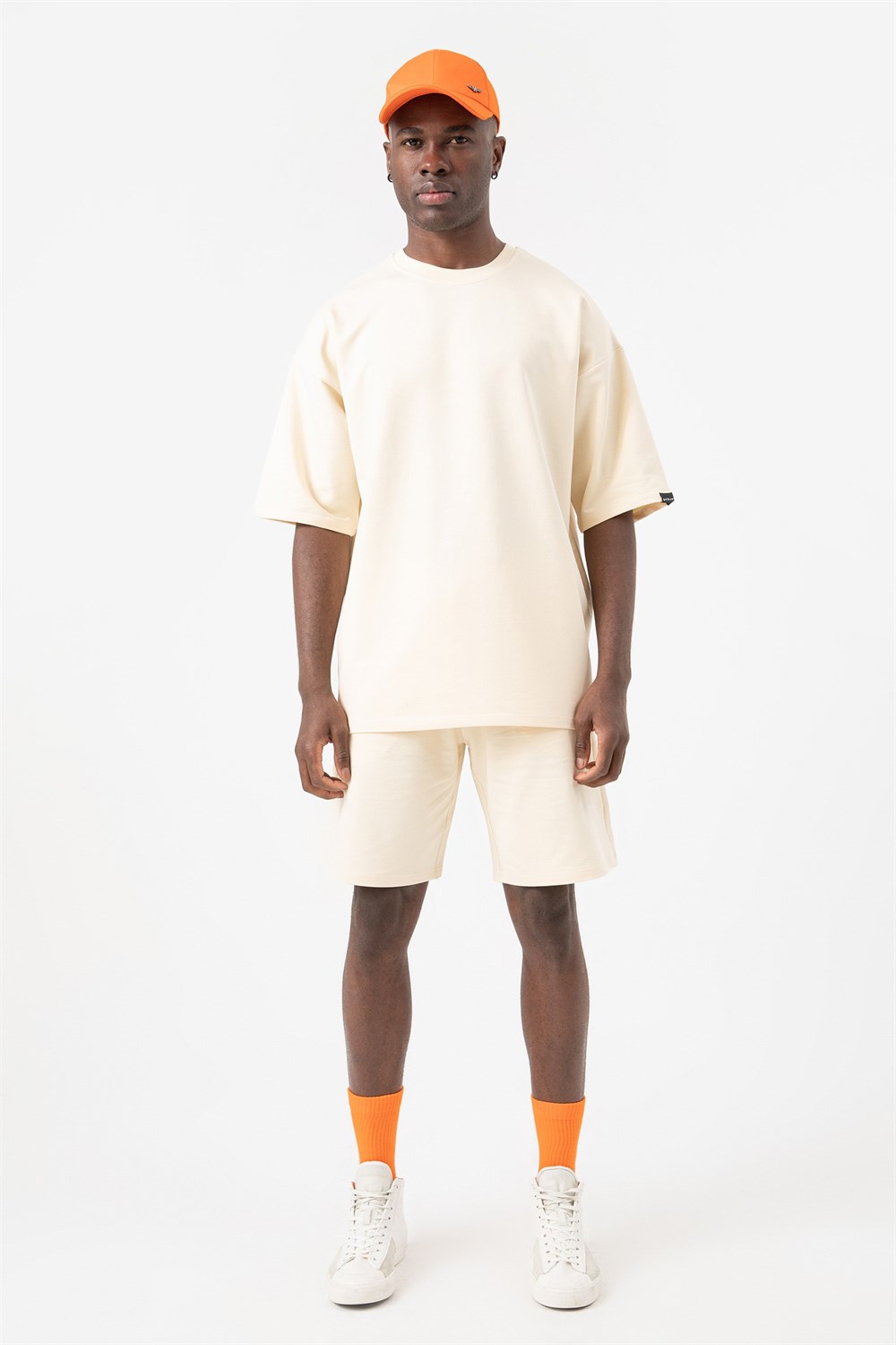 Erkek Base Oversize Krem T-Shirt