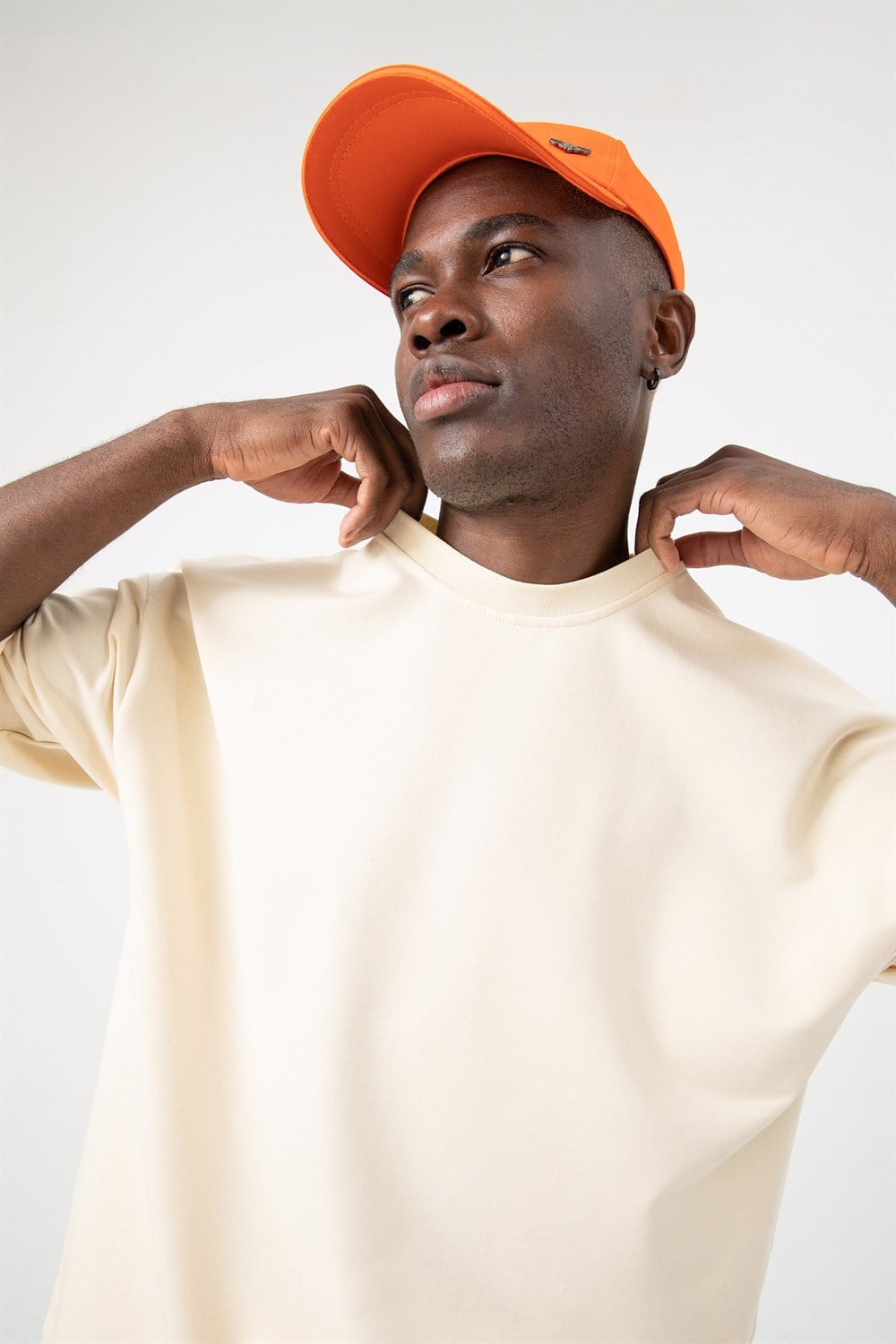 Erkek Base Oversize Krem T-Shirt