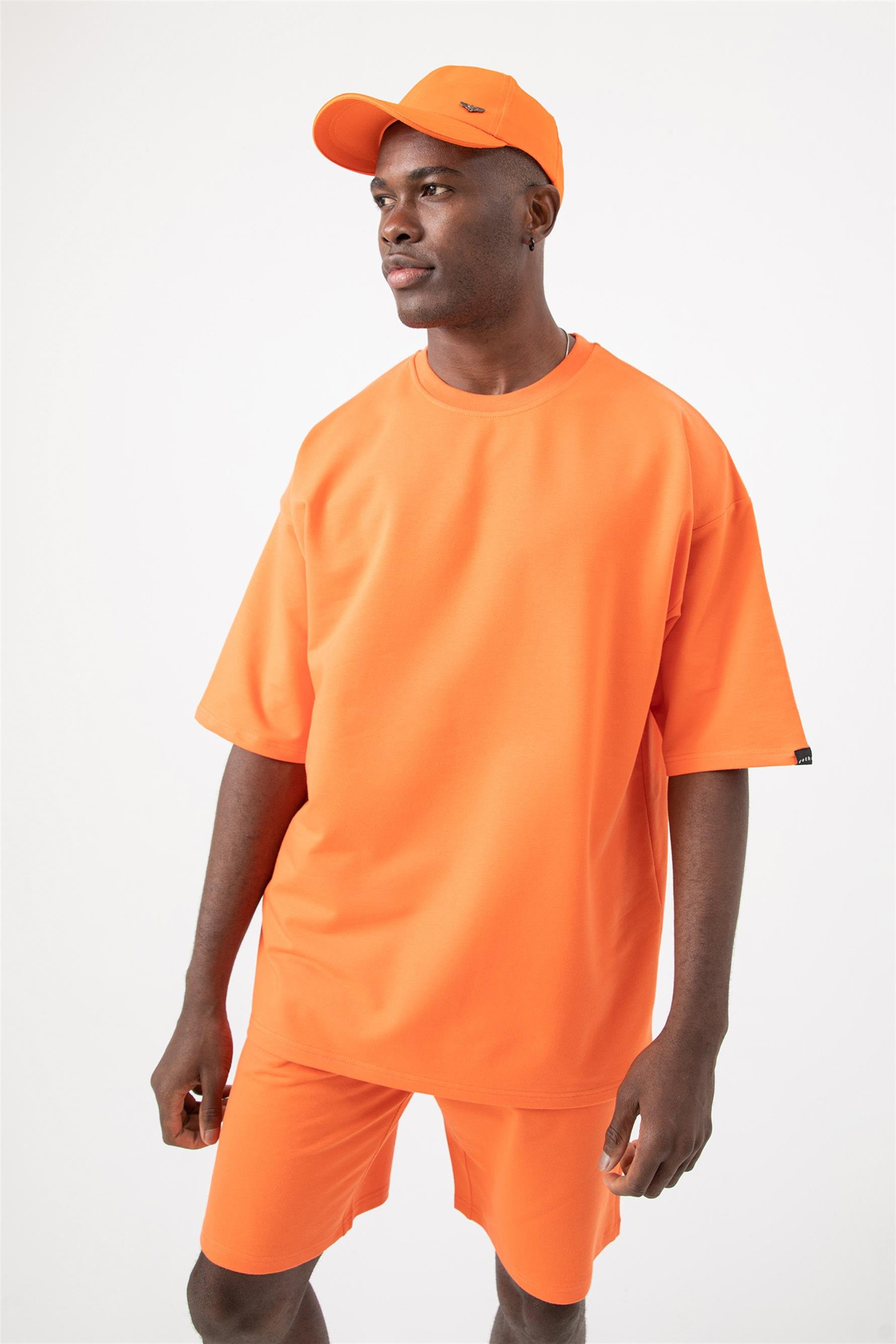 Erkek Base Oversize Şeftali T-Shirt
