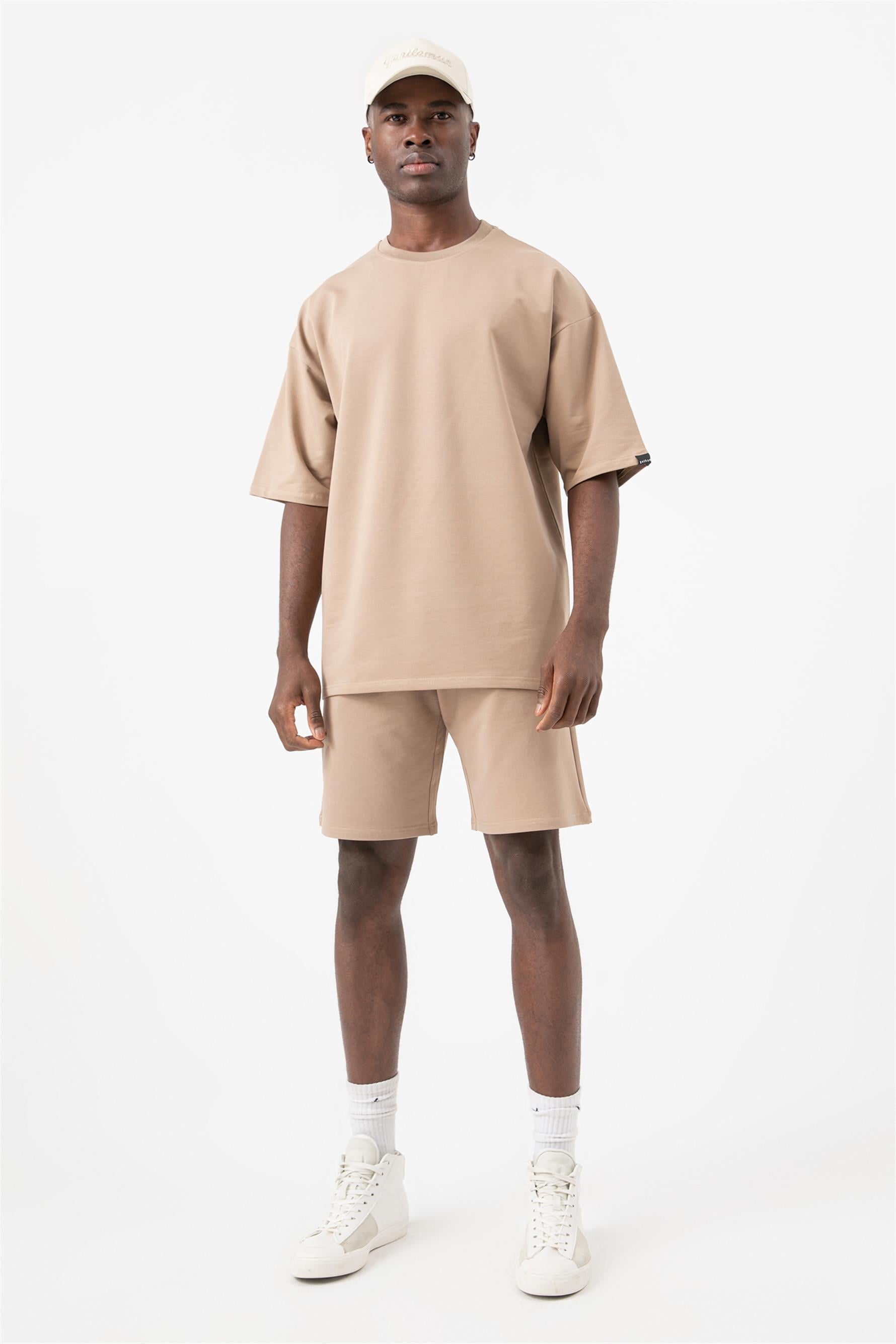 Erkek Base Oversize Vizon T-Shirt