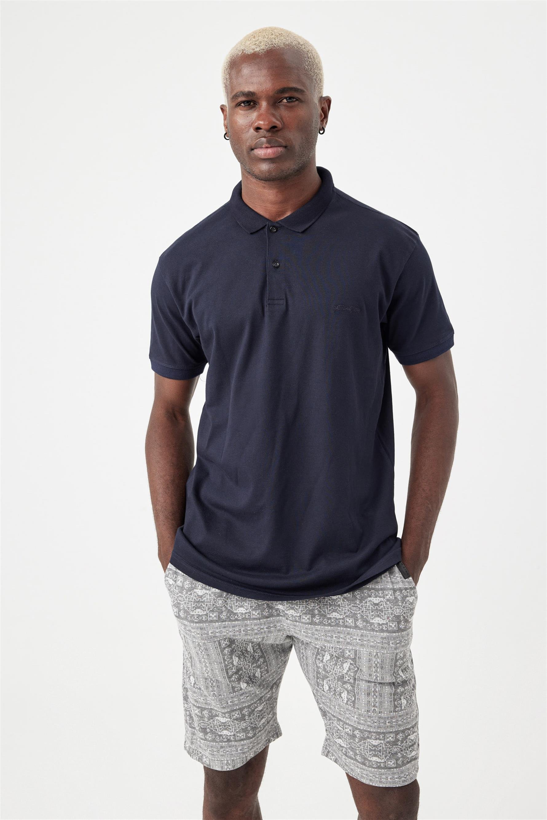 Erkek Base Polo Yaka Lacivert T-Shirt