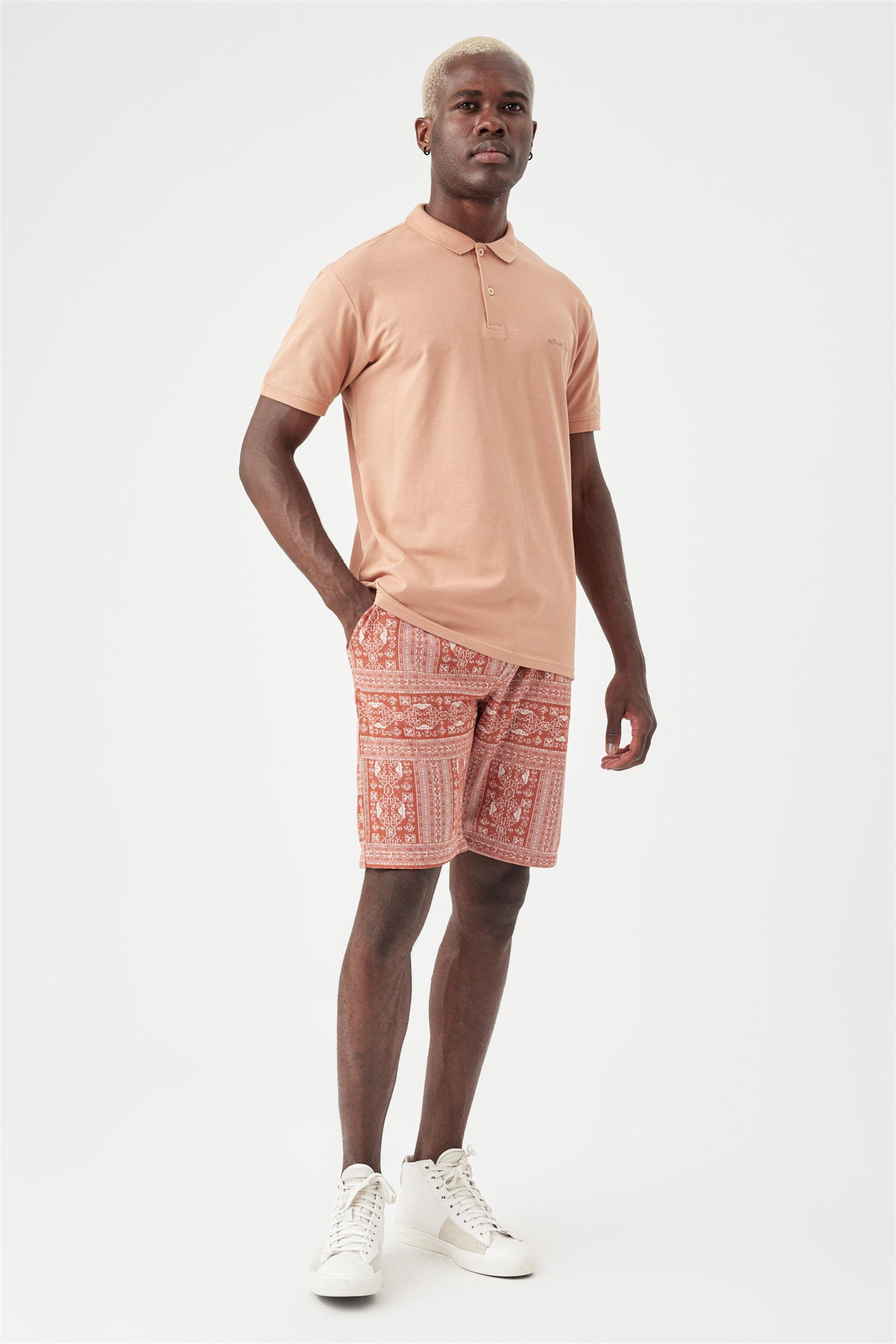 Erkek Base Polo Yaka Somon T-Shirt