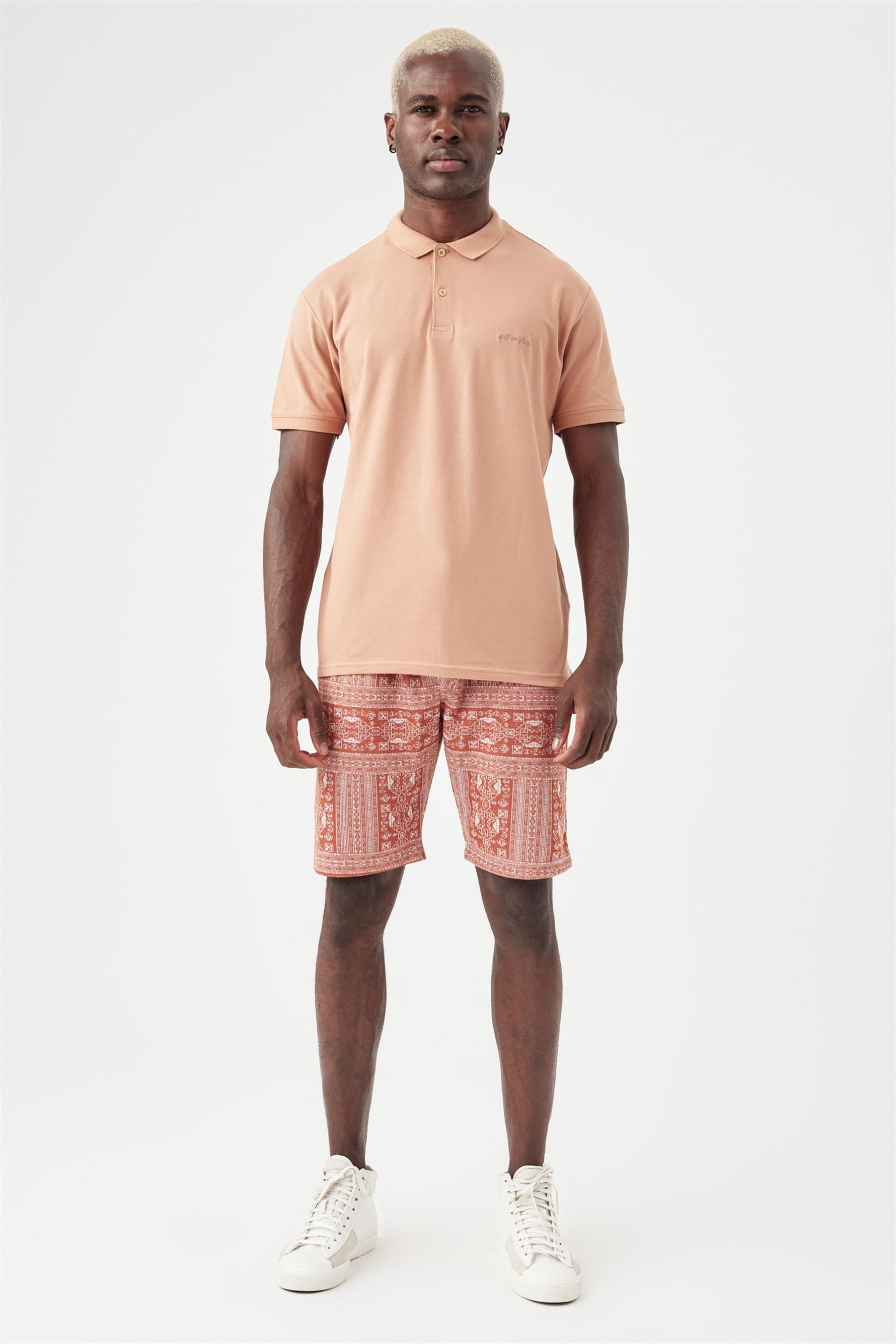 Erkek Base Polo Yaka Somon T-Shirt