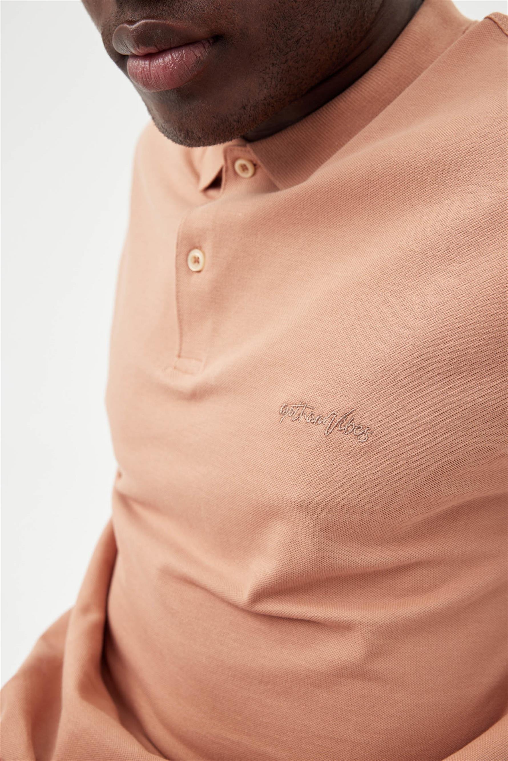 Erkek Base Polo Yaka Somon T-Shirt