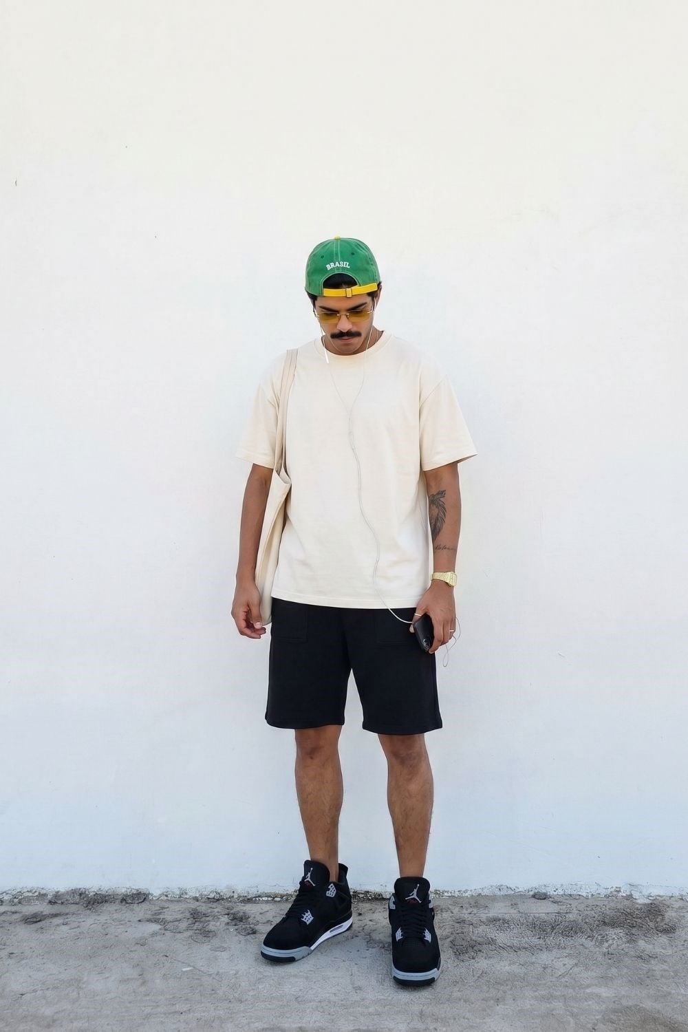 Erkek Basic Kırık Beyaz T-Shirt