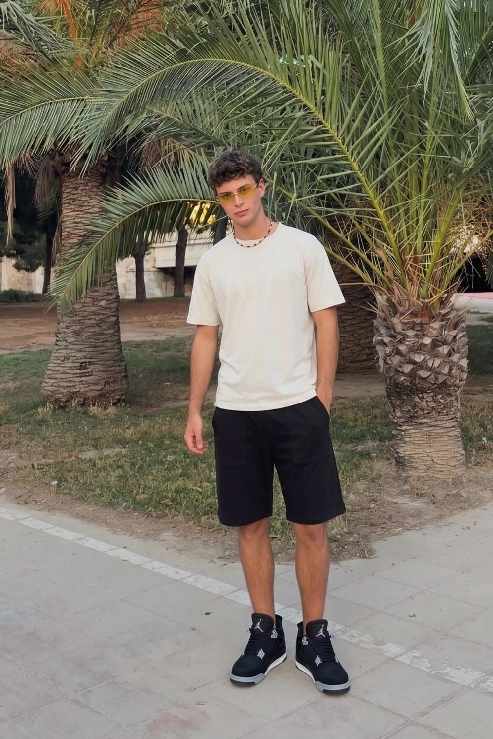Erkek Basic Kırık Beyaz T-Shirt