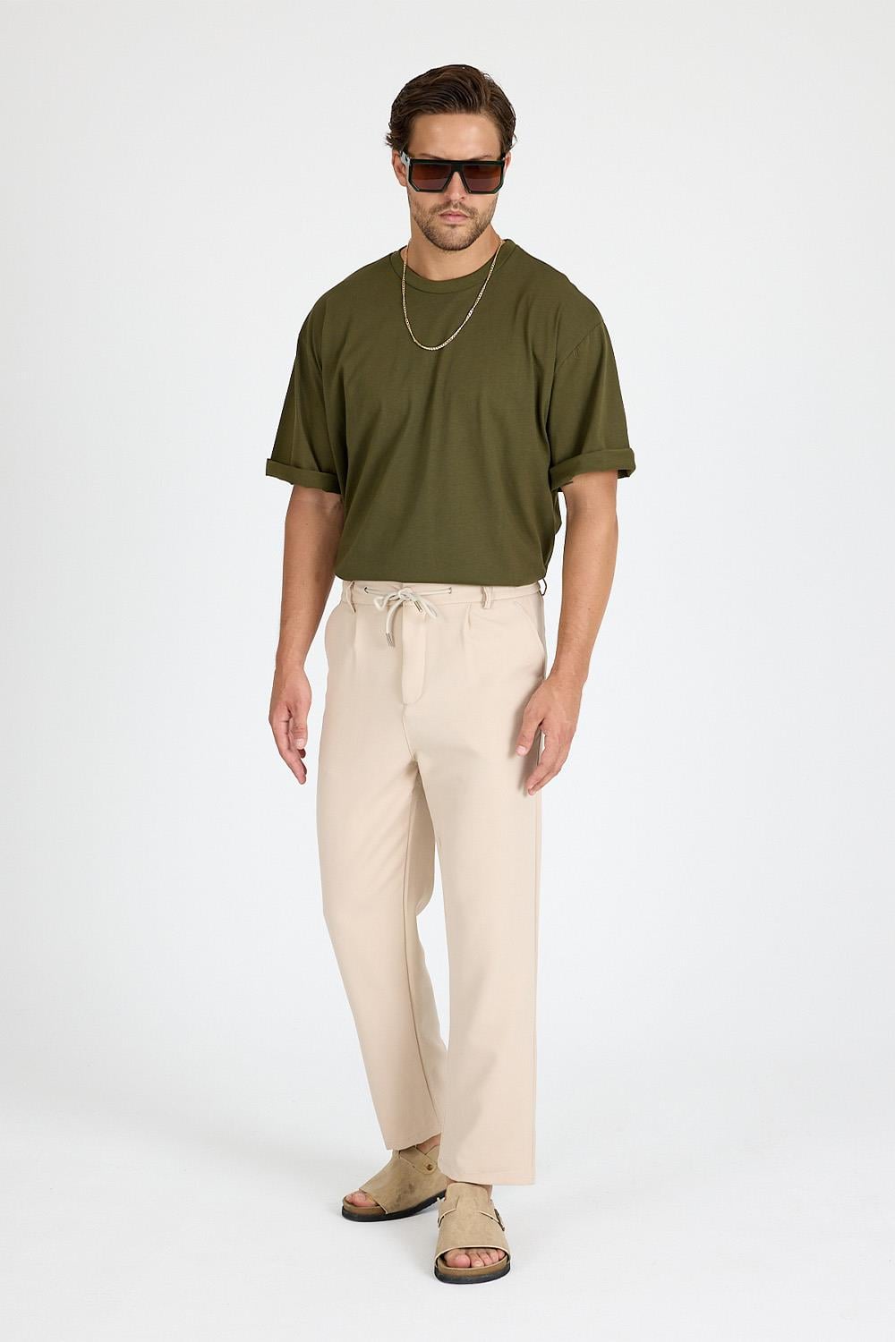 Erkek Bej Baggy Pantolon