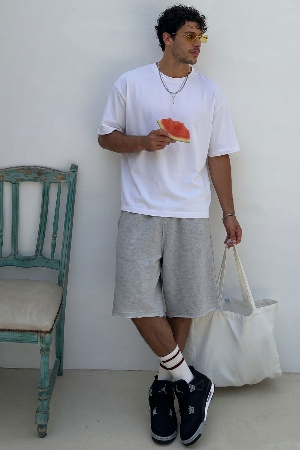 Erkek Blank Oversize Beyaz T-Shirt