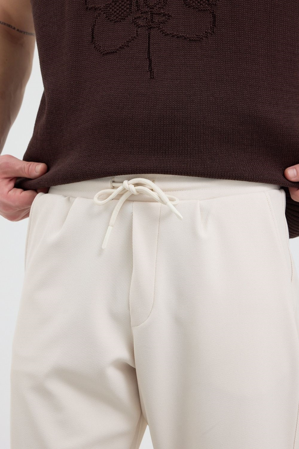 Erkek Boru Paça Bej Jogger Pantolon