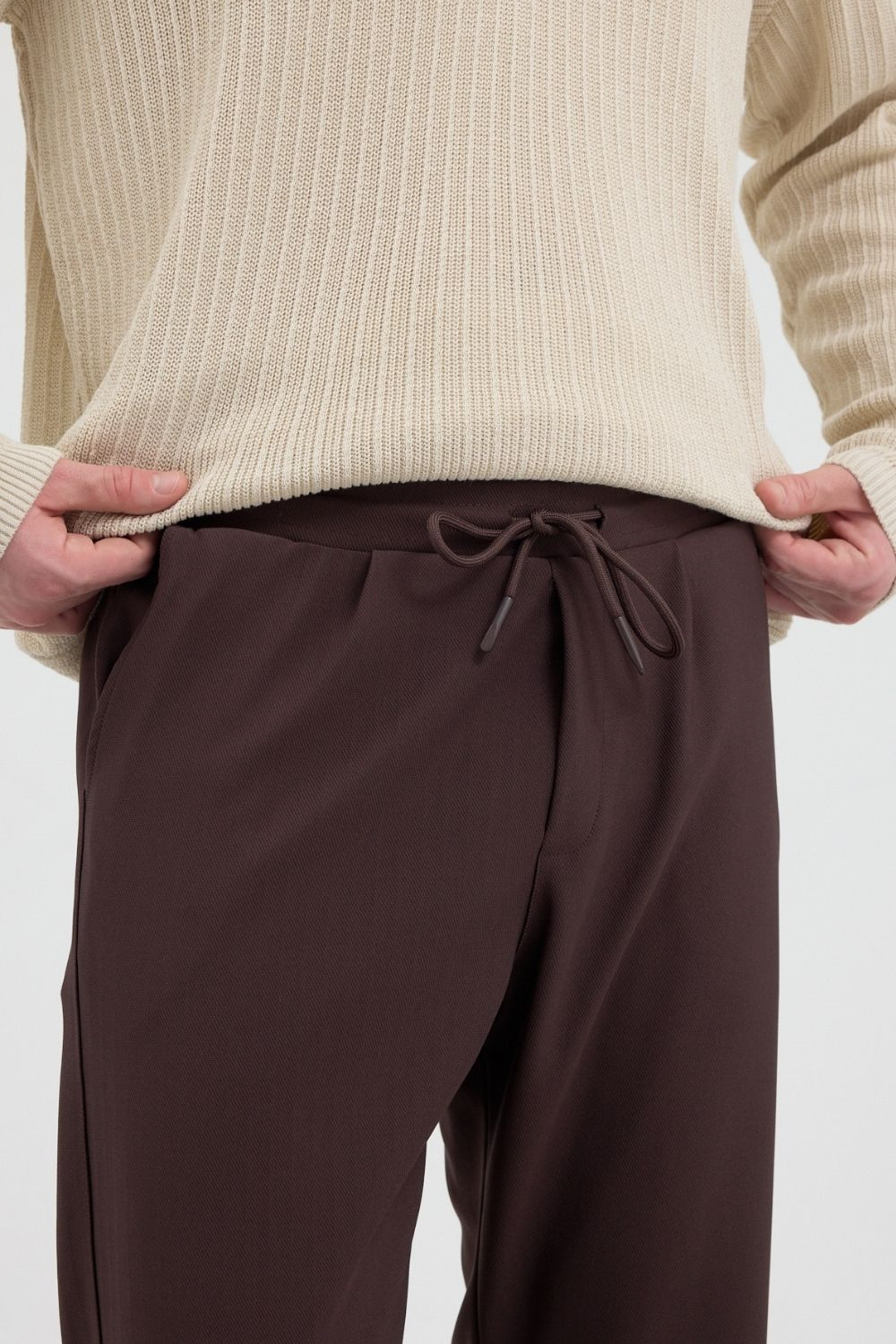 Erkek Boru Paça Kahverengi Jogger Pantolon