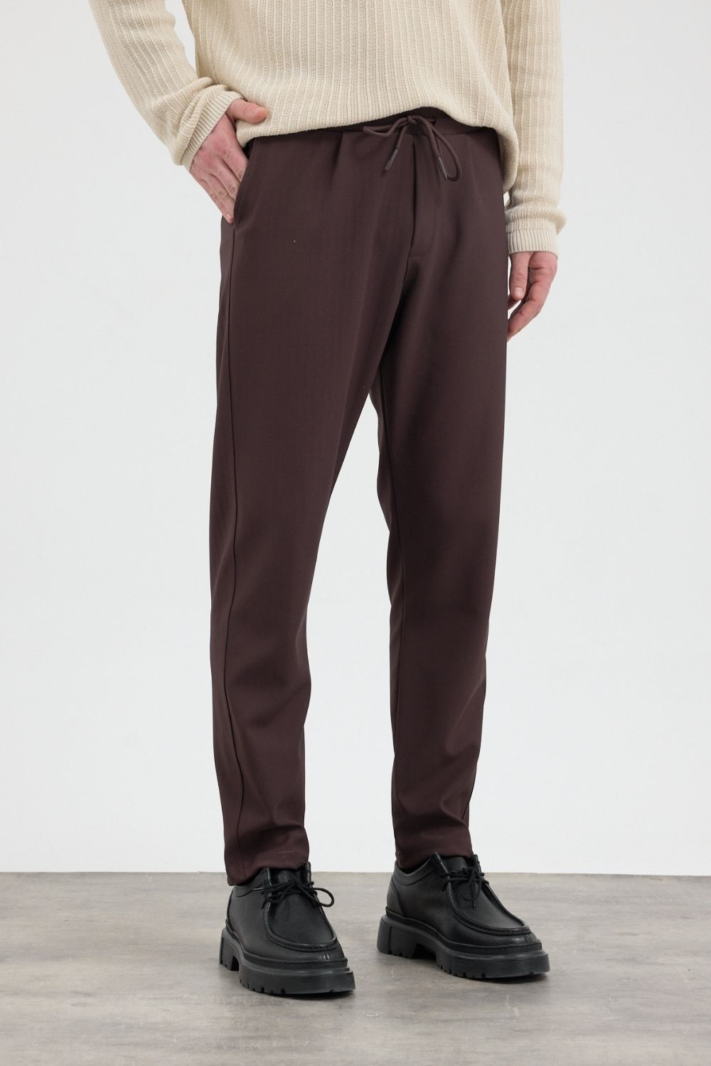 Erkek Boru Paça Kahverengi Jogger Pantolon