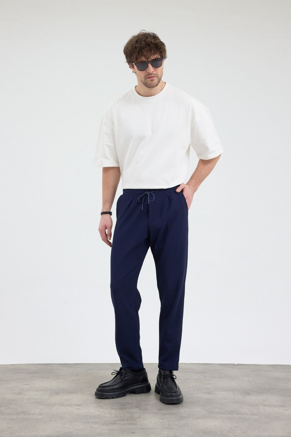 Erkek Boru Paça Lacivert Jogger Pantolon