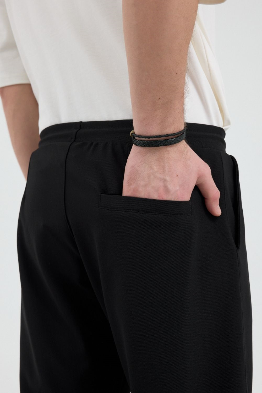 Erkek Boru Paça Siyah Jogger Pantolon