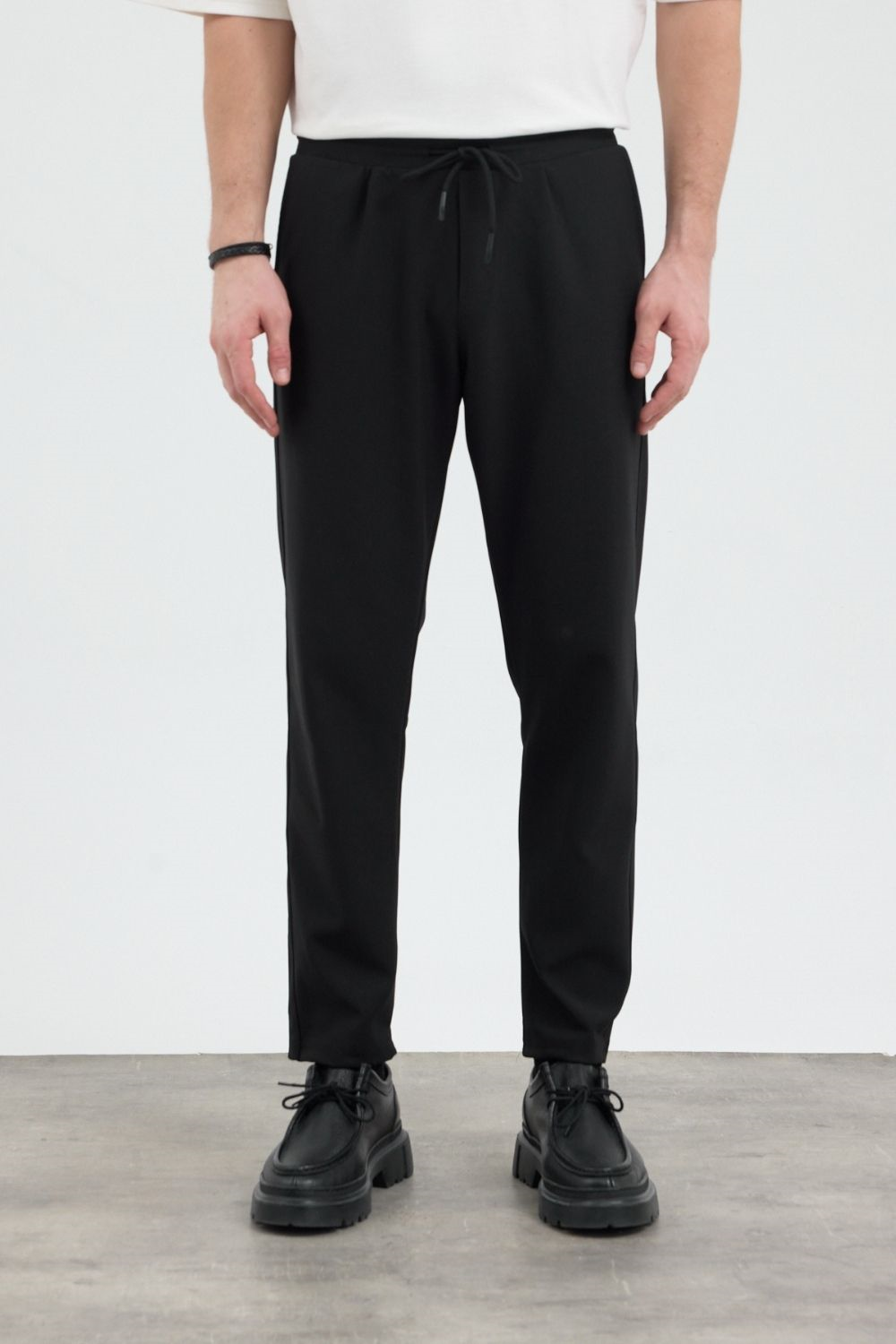 Erkek Boru Paça Siyah Jogger Pantolon