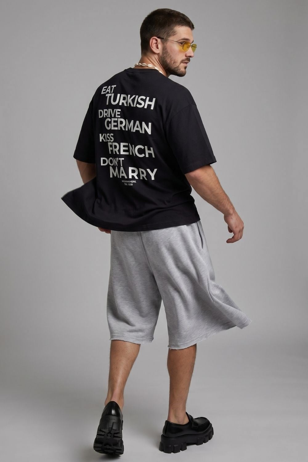 Erkek Boxy Marry Siyah Premium T-Shirt