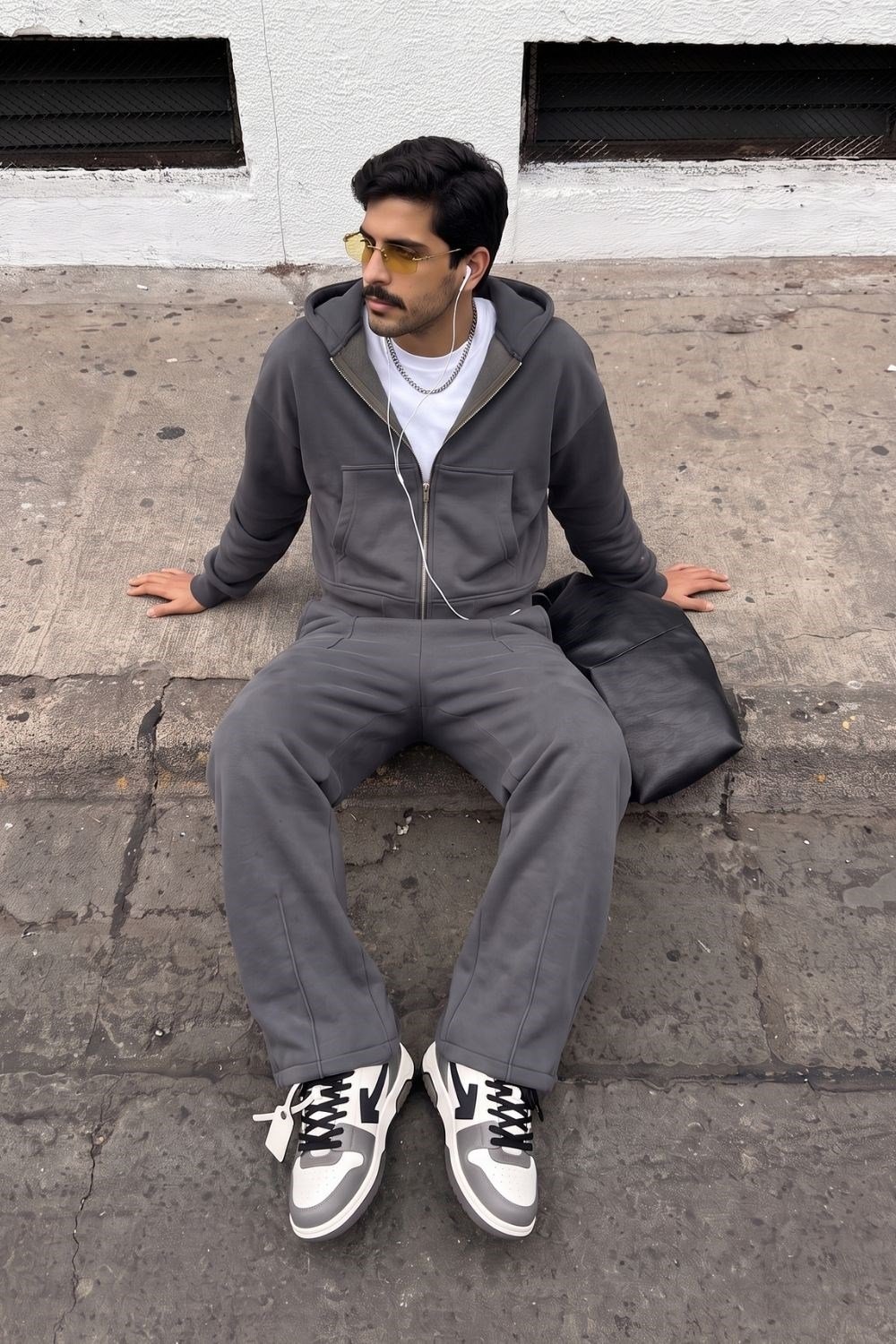 Erkek Boxy Oversize Fermuarlı Chill Antrasit Sweatshirt