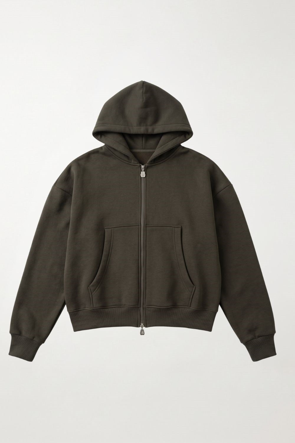 Erkek Boxy Oversize Fermuarlı Chill Haki Sweatshirt