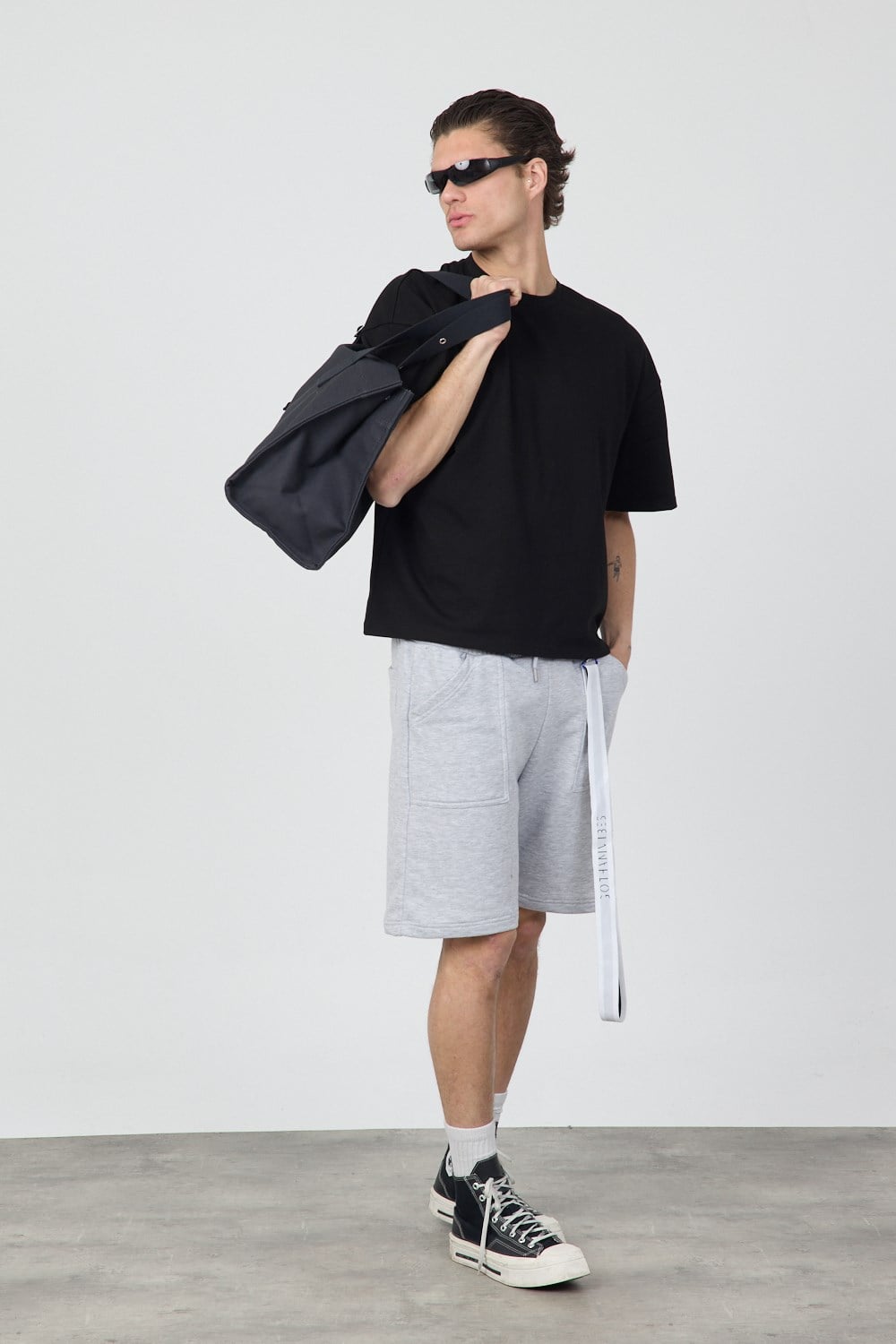 Erkek Chill Boxy Premium Siyah T-Shirt