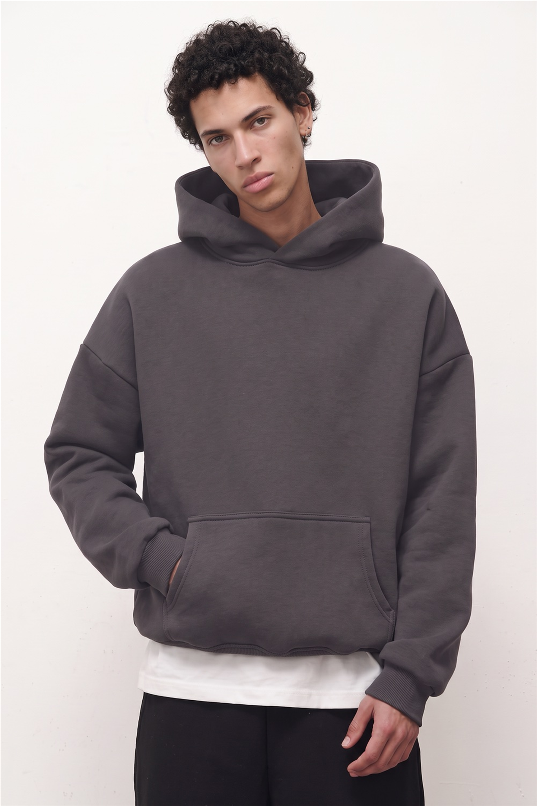 Erkek Chill Oversize Antrasit Hoodie