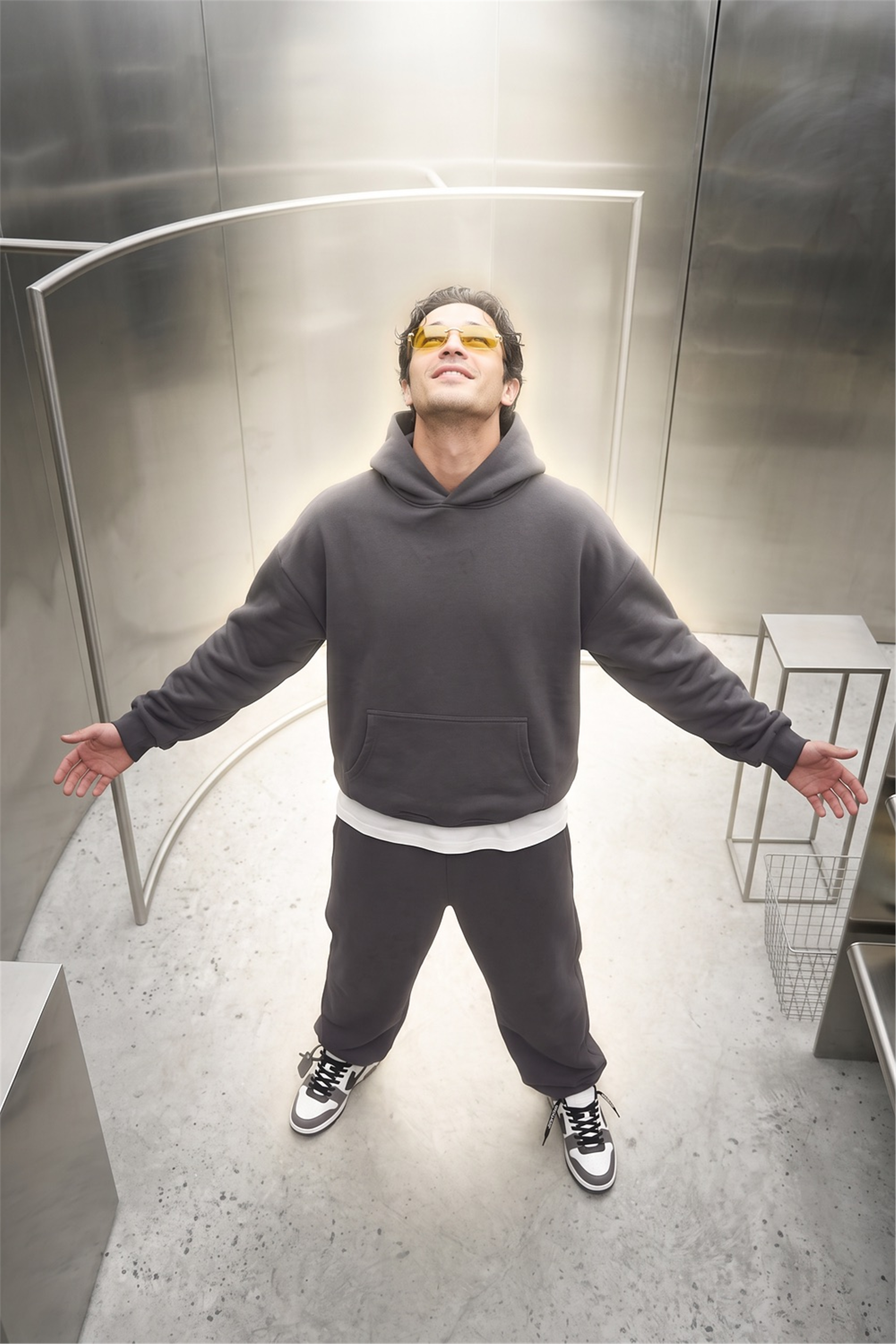 Erkek Chill Oversize Antrasit Hoodie