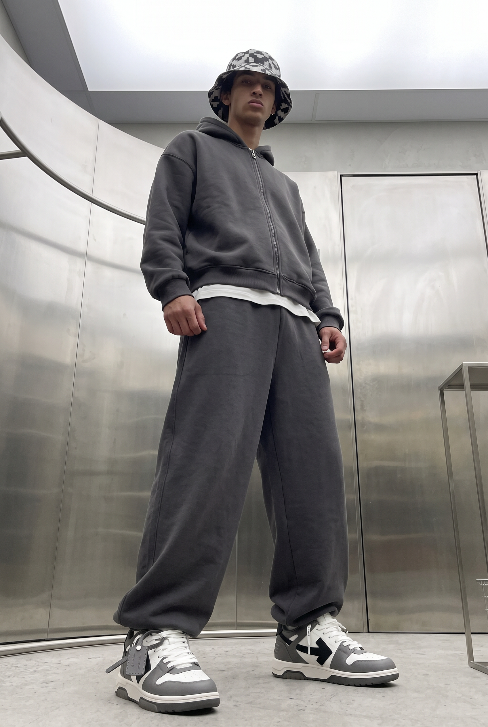 Erkek Chill Oversize Antrasit Zip Sweatshirt