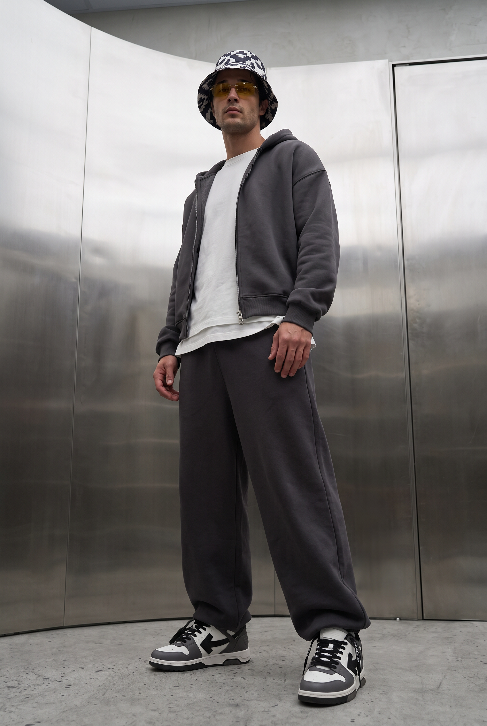 Erkek Chill Oversize Antrasit Zip Sweatshirt
