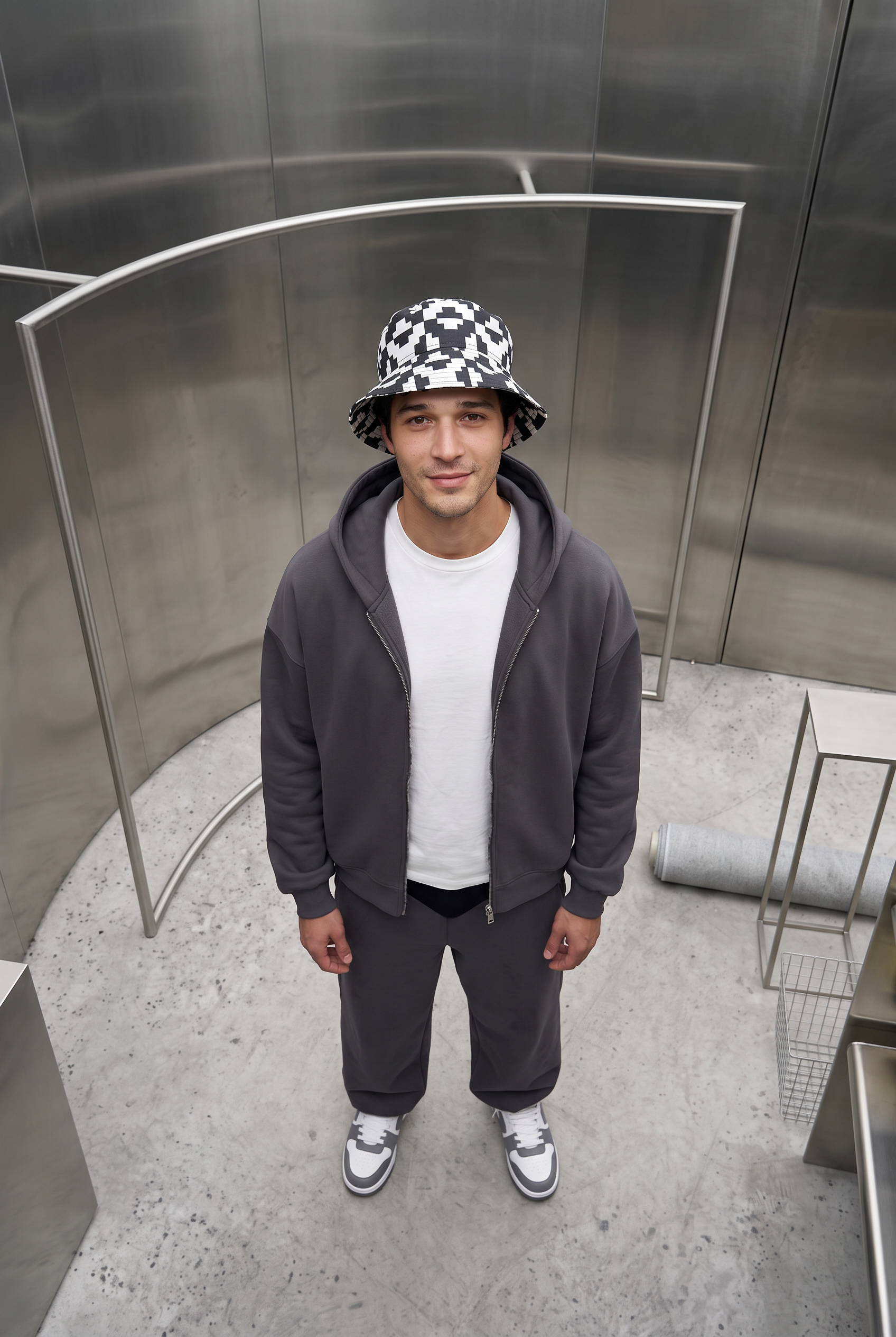 Erkek Chill Oversize Antrasit Zip Sweatshirt