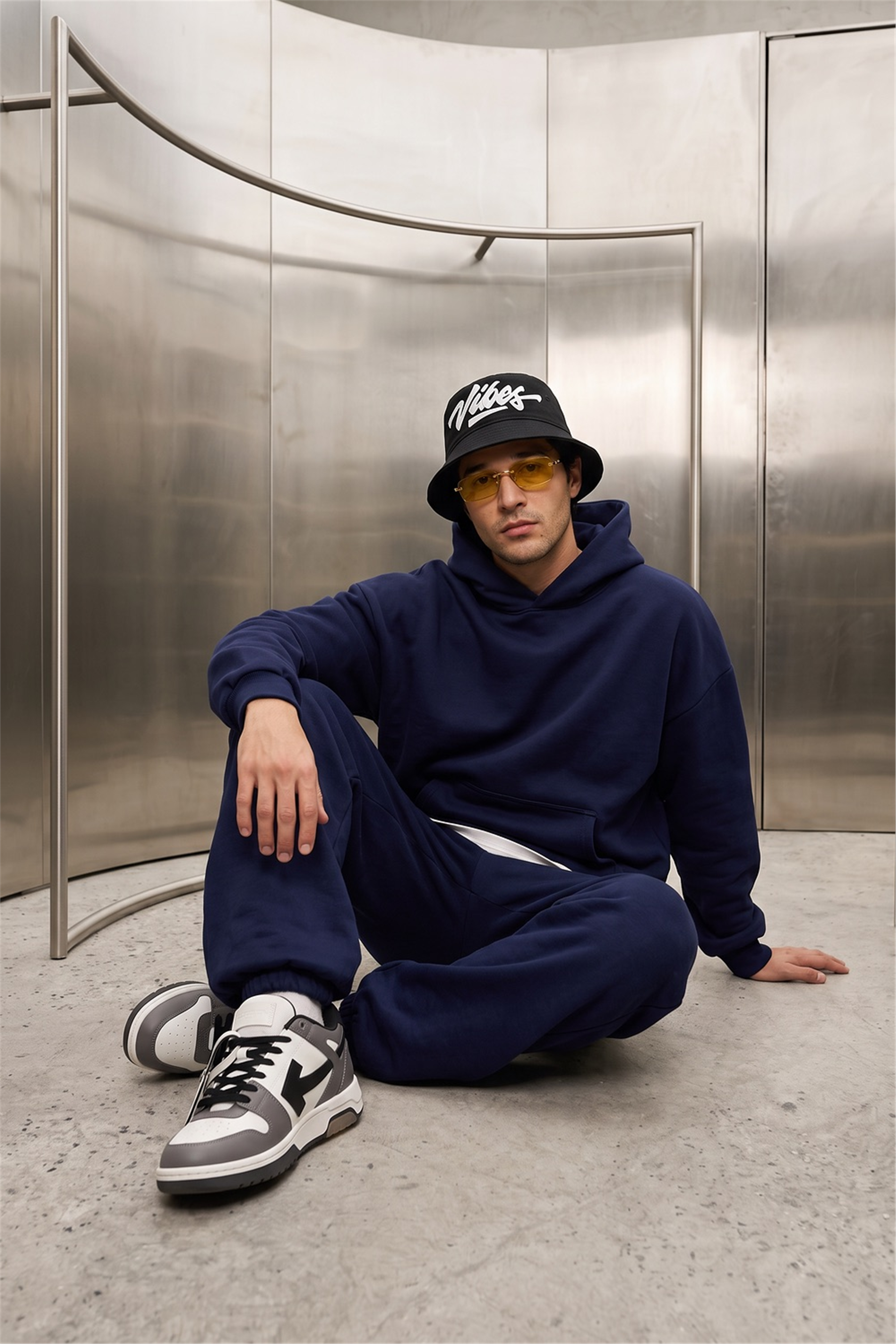 Erkek Chill Oversize Lacivert Hoodie