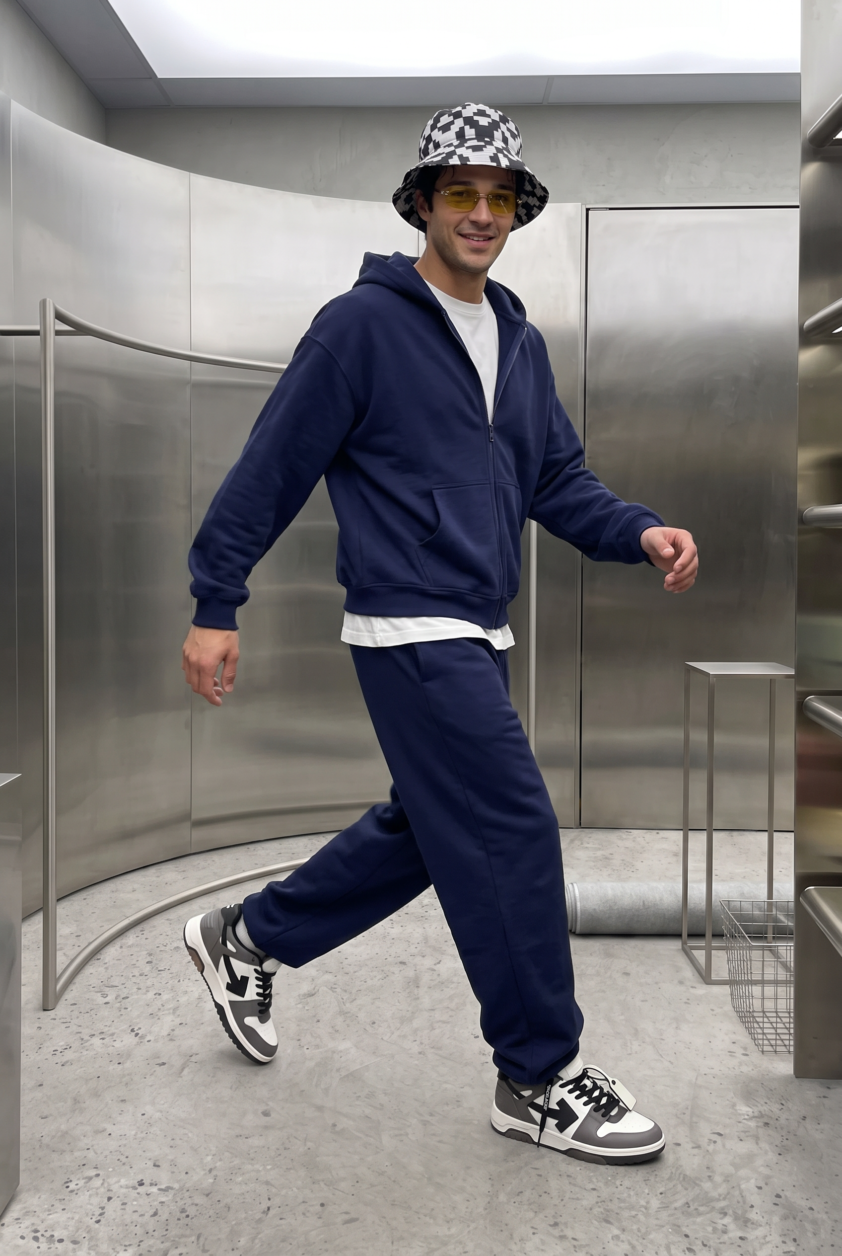 Erkek Chill Oversize Lacivert Zip Sweatshirt