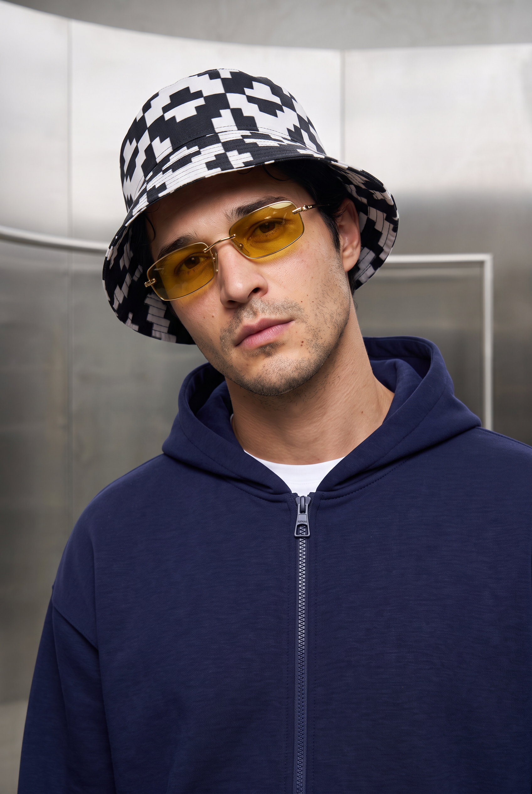 Erkek Chill Oversize Lacivert Zip Sweatshirt