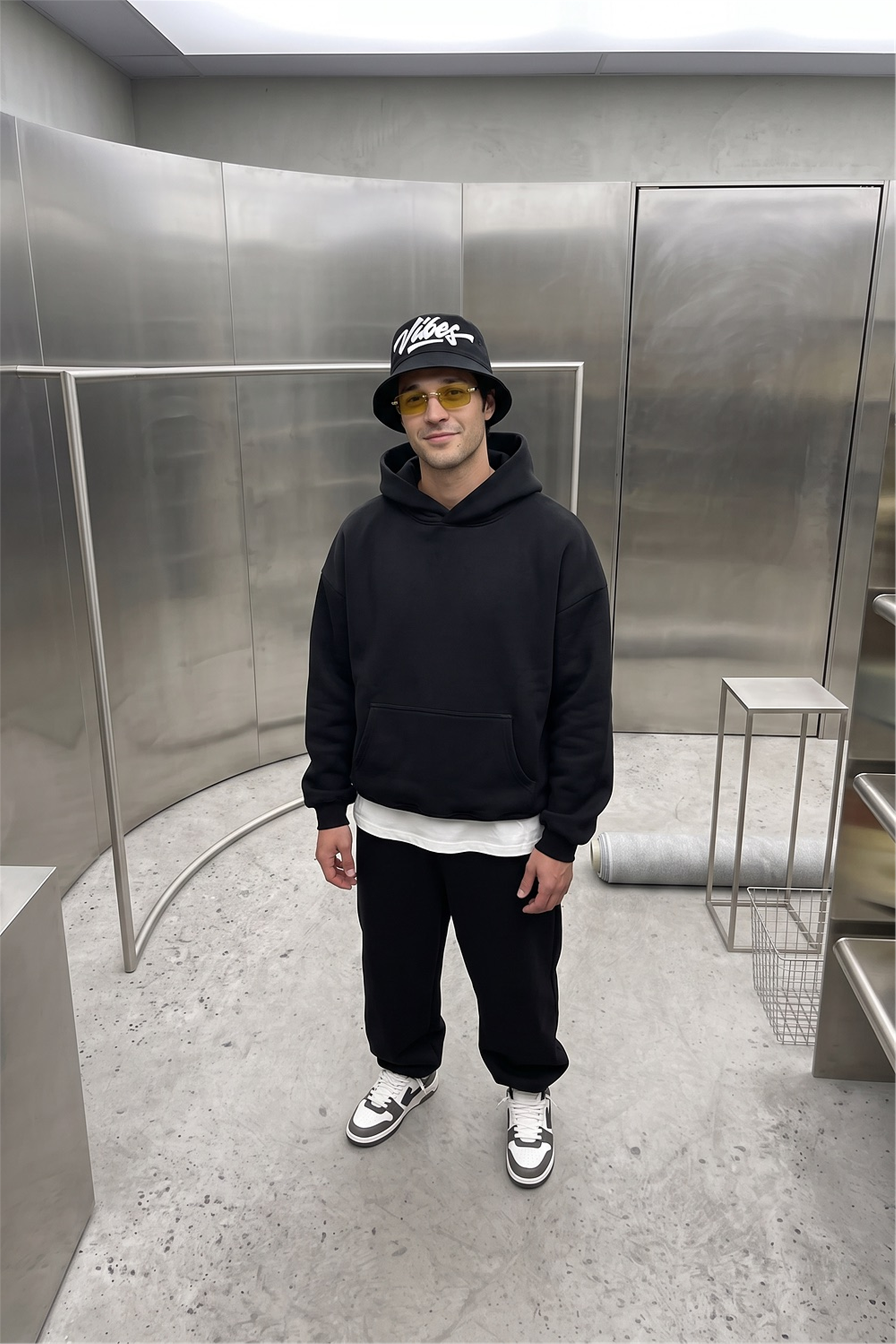 Erkek Chill Oversize Siyah Hoodie