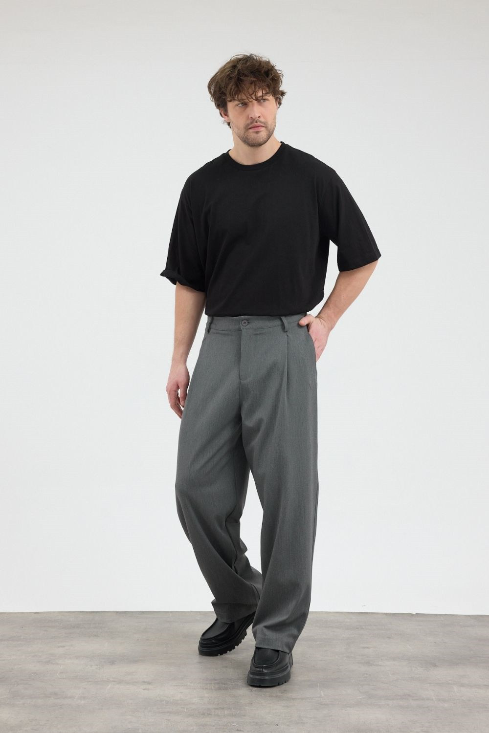 Erkek Chill Premium Pileli Antrasit Kumaş Pantolon