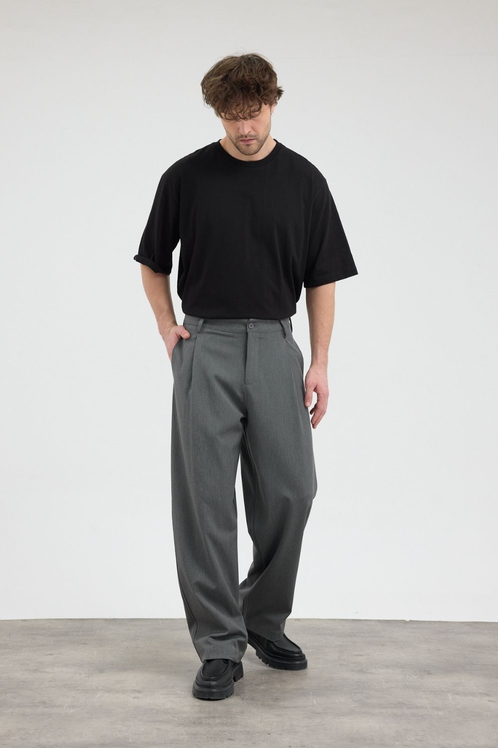 Erkek Chill Premium Pileli Antrasit Kumaş Pantolon