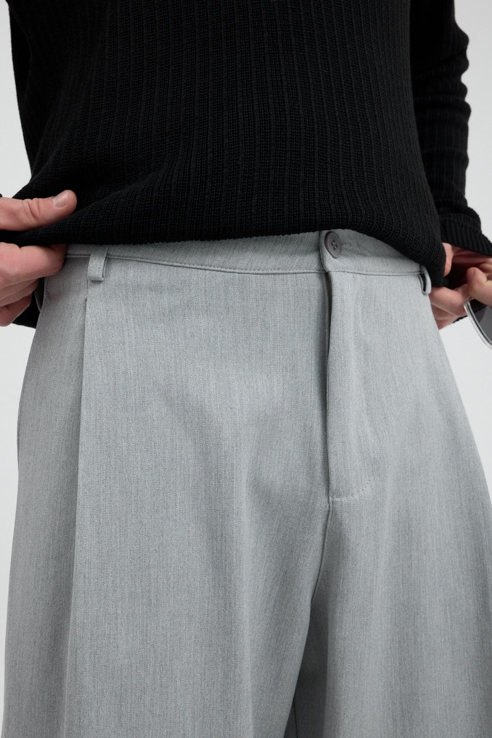 Erkek Chill Premium Pileli Gri Kumaş Pantolon