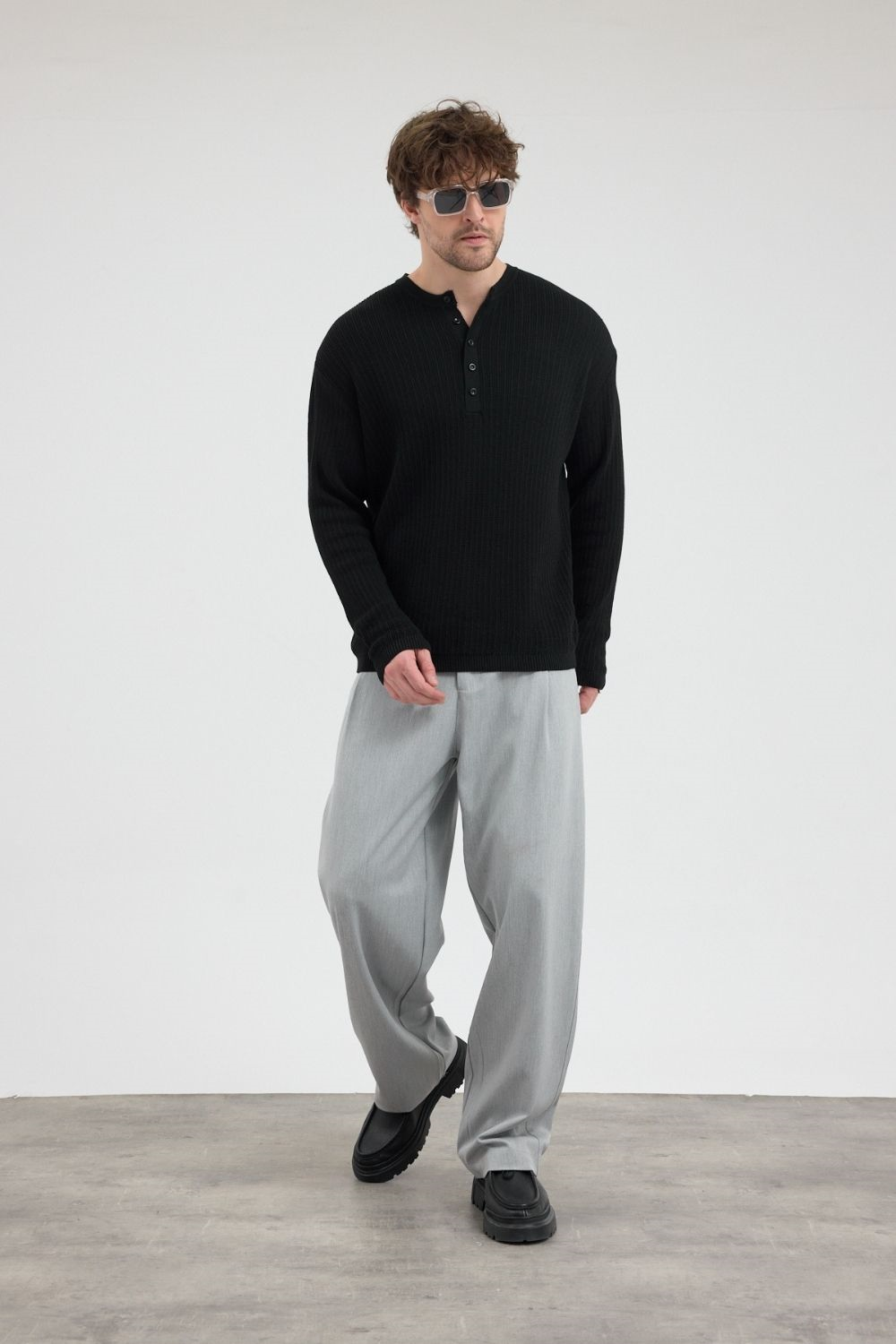 Erkek Chill Premium Pileli Gri Kumaş Pantolon