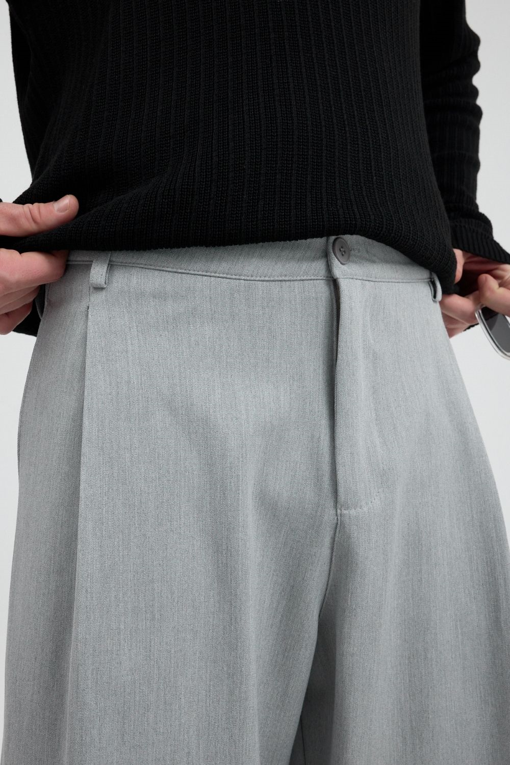 Erkek Chill Premium Pileli Gri Kumaş Pantolon