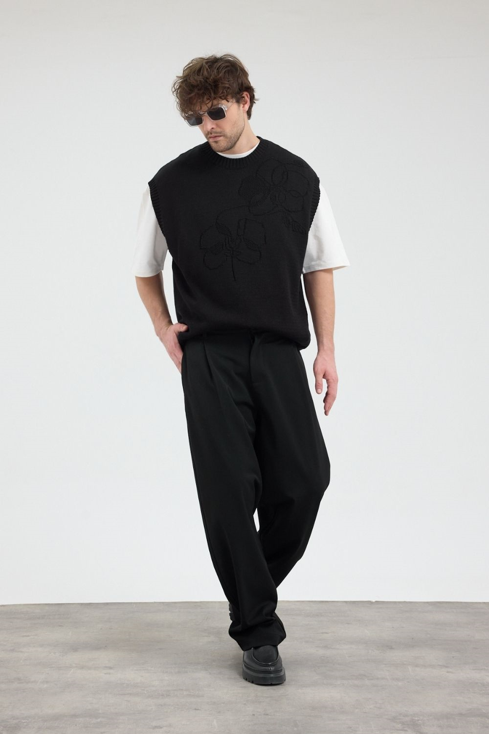 Erkek Chill Premium Pileli Siyah Kumaş Pantolon