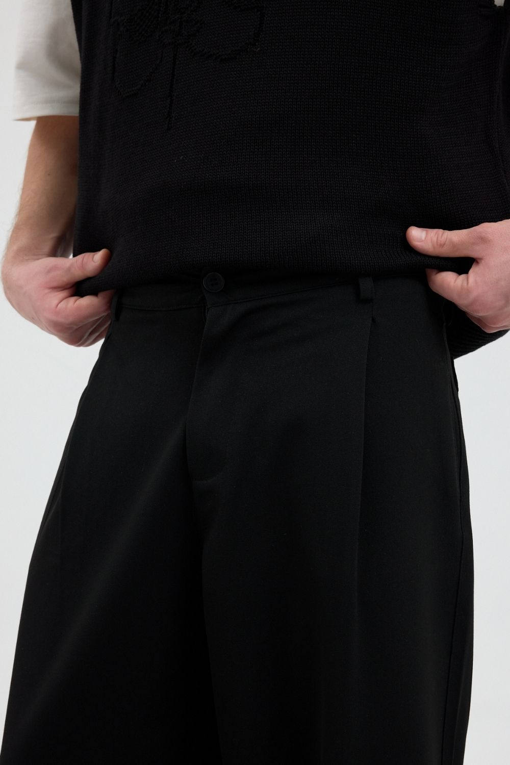 Erkek Chill Premium Pileli Siyah Kumaş Pantolon