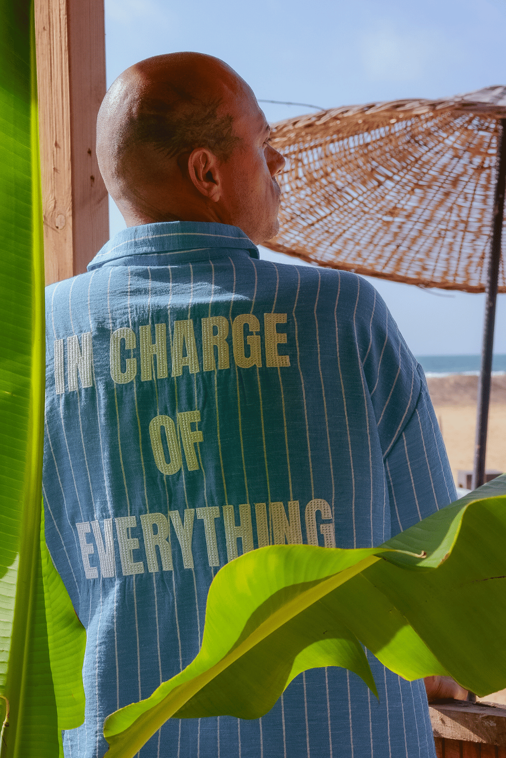 Erkek Çizgili Mavi Keten Takım