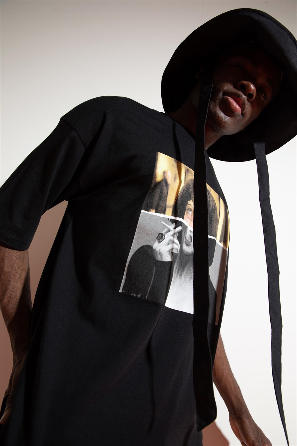 Erkek Club Oversize Siyah T-Shirt