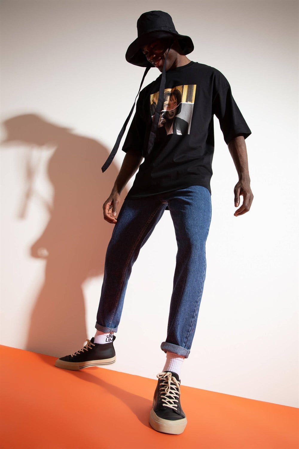 Erkek Club Oversize Siyah T-Shirt