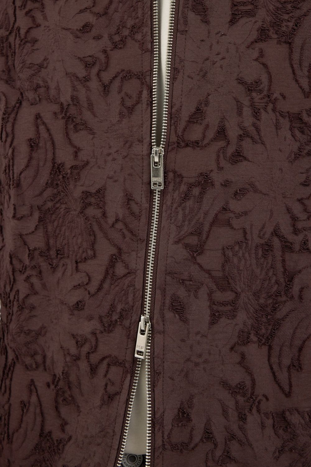 Erkek Desenli Fermuarlı Kahverengi Ceket