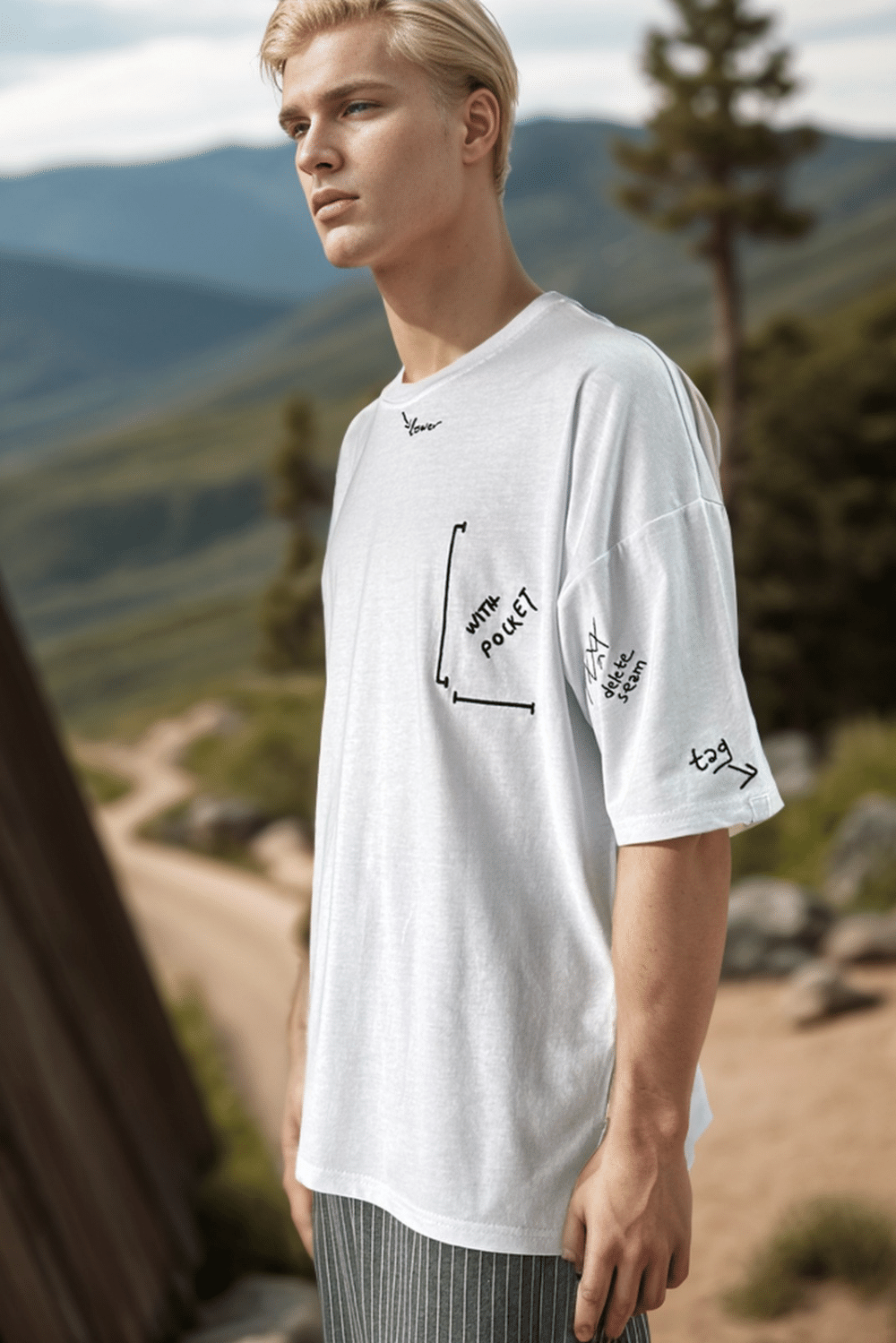 Erkek Design Here Beyaz T-Shirt